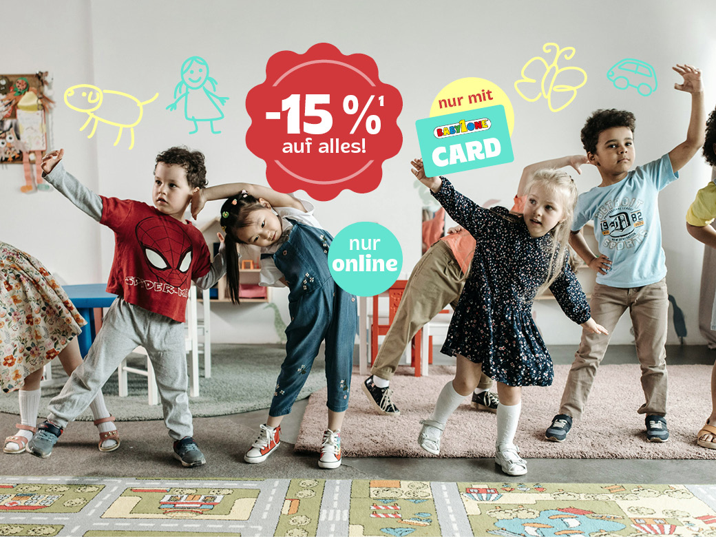 4 tanzende Kinder 15% Rabatt nur online mit Babyone Card