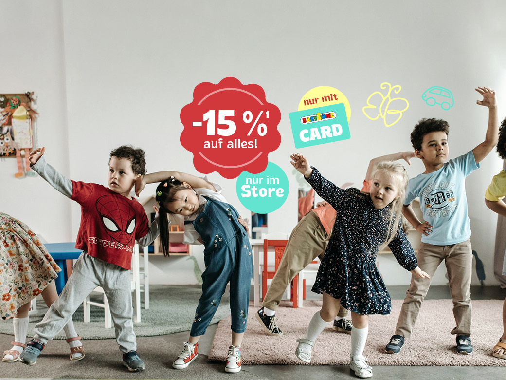 4 tanzende Kinder 15% Rabatt nur im Store mit Babyone Card