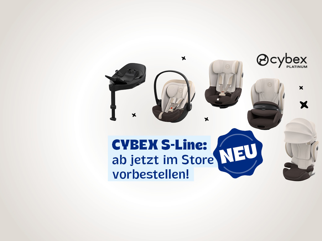Cybex Platinum: Neu die Cybex S-Line: ab jetzt im Store vorbestellen! Kindersitze abgebildet.