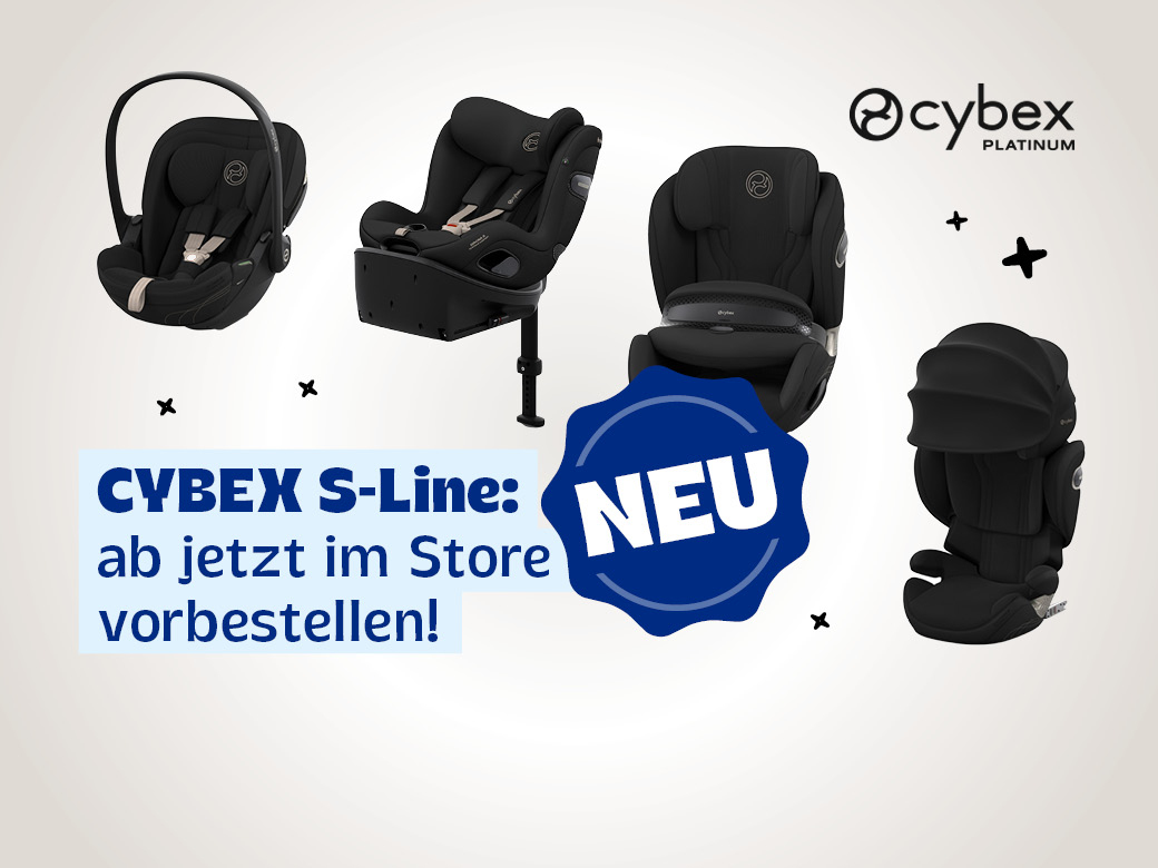 Cybex Platinum: Neu die Cybex S-Line: ab jetzt im Store vorbestellen! Kindersitze abgebildet.
