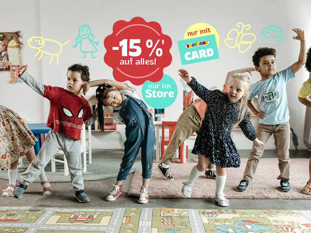 4 tanzende Kinder 15% Rabatt nur im Store mit Babyone Card