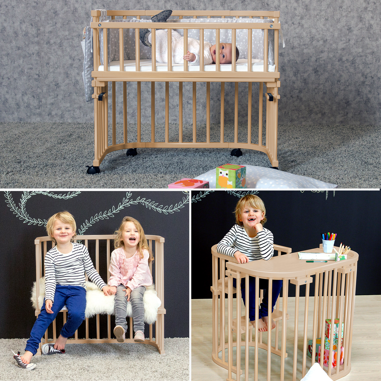 Beistellbetten, babybay, Braun – Produktansicht