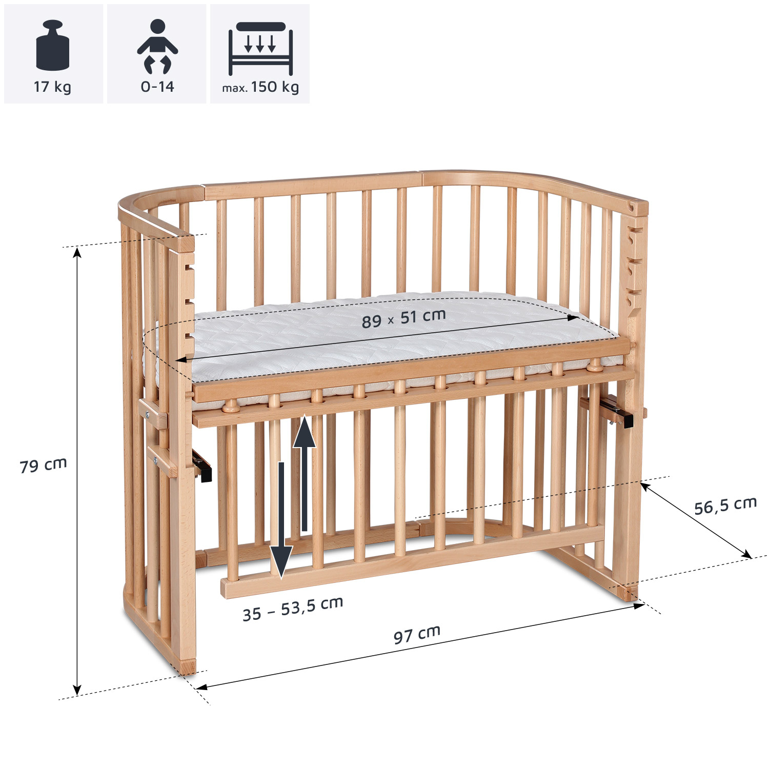 Beistellbetten, babybay, Braun – Produktansicht