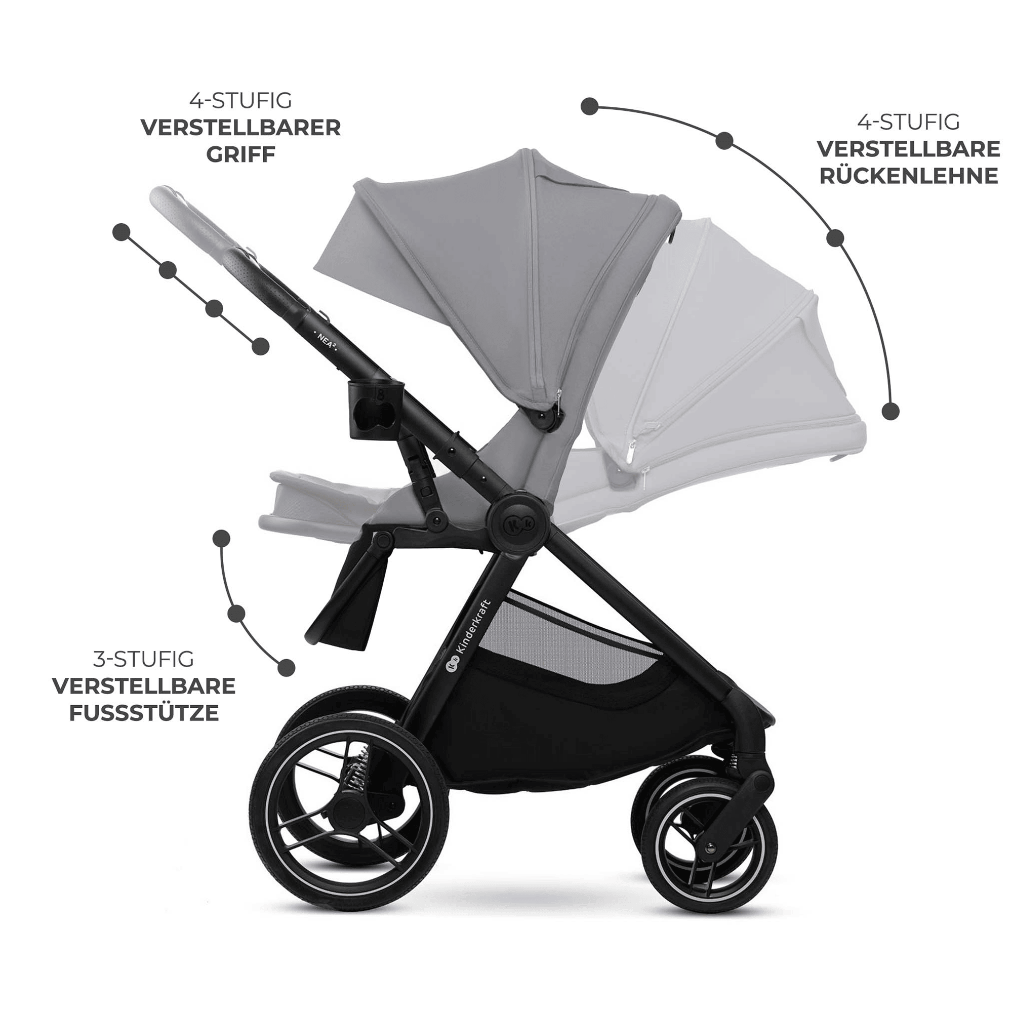 Kombi-Kinderwagen, Kinderkraft, Grau – Produktansicht