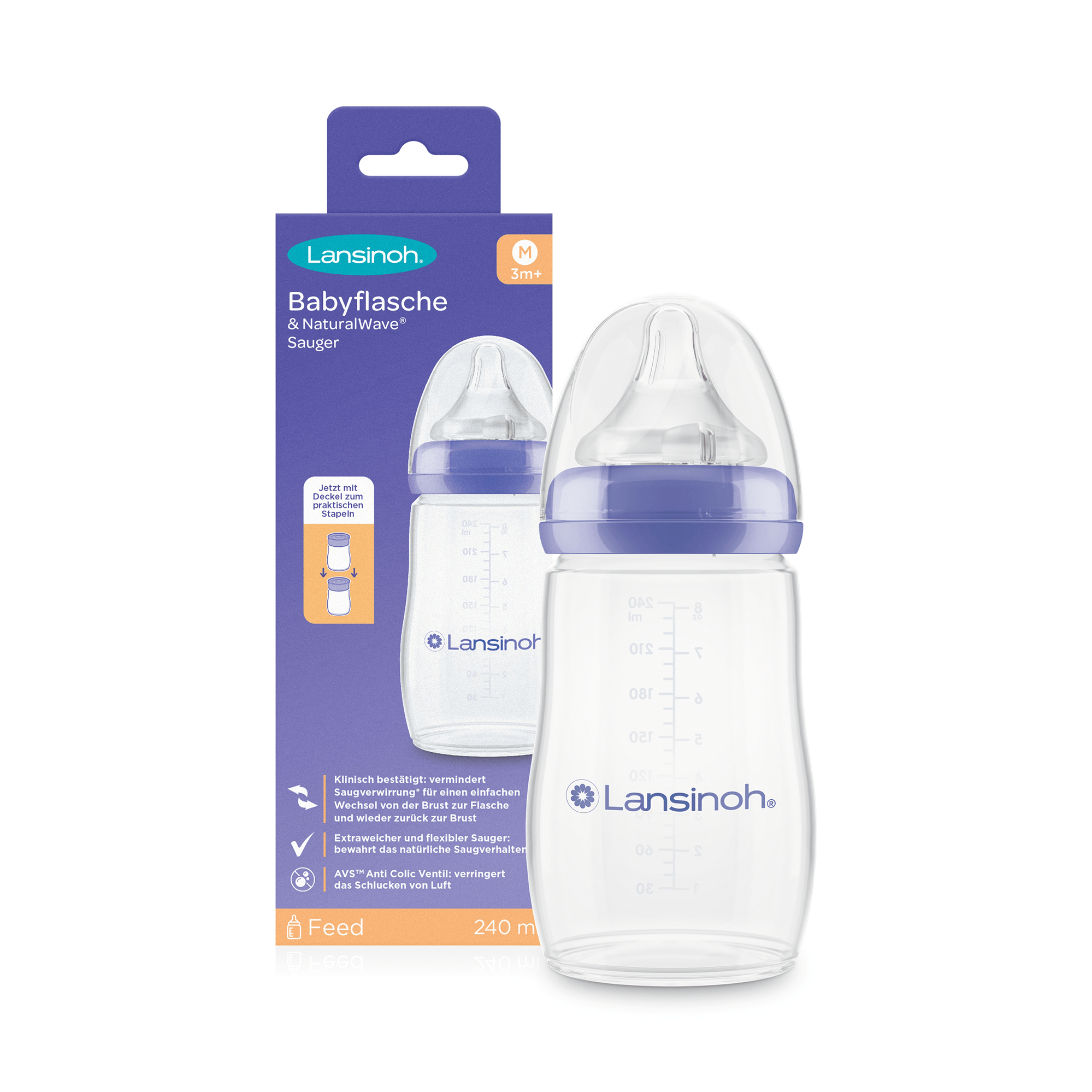 Babyfläschchen, Lansinoh, Transparent – Besonderheit: mit NaturalWave® Sauger