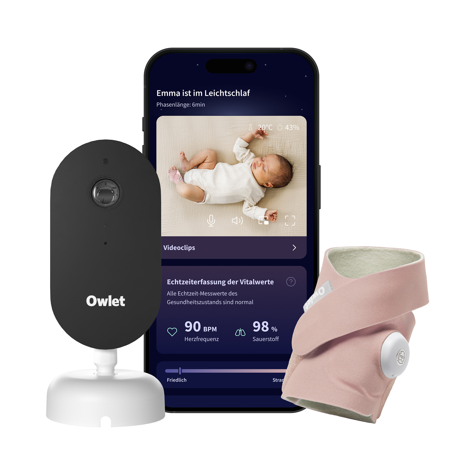 Video Babyphone, Owlet, Pink – Produktansicht