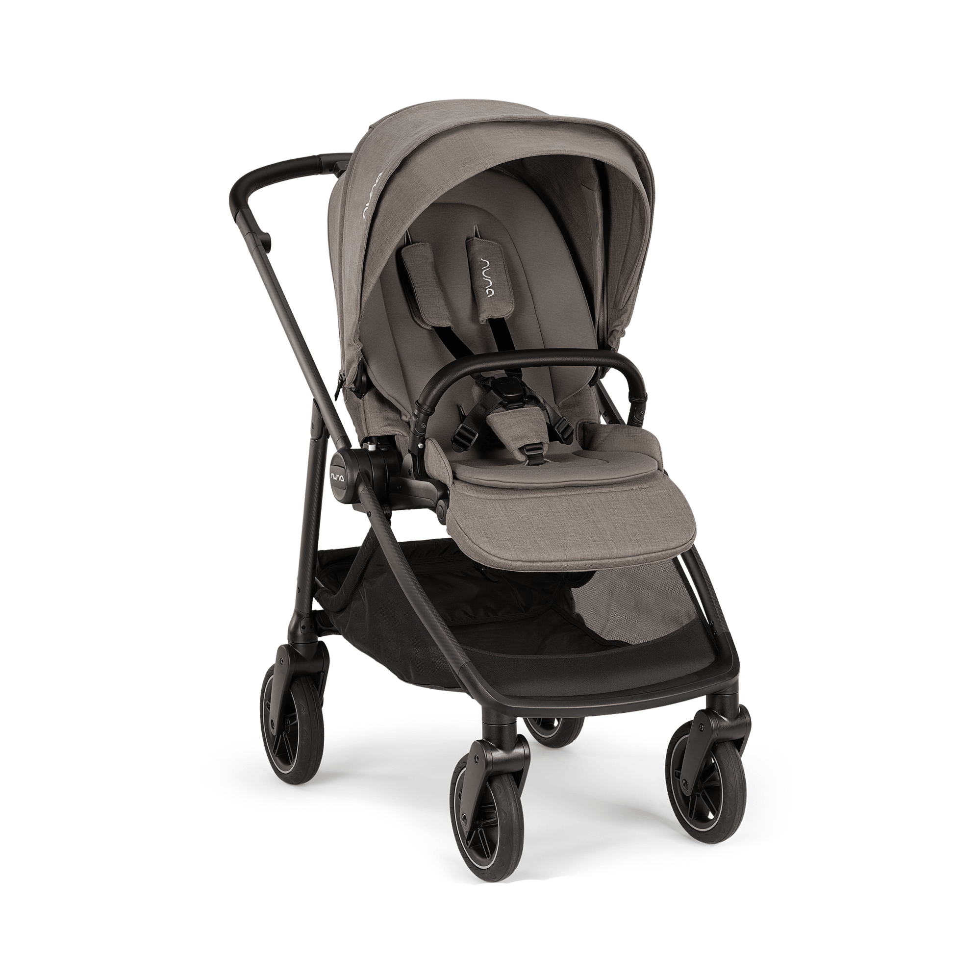 Kombi-Kinderwagen, nuna, Grau – Besonderheit: 360° drehbare Swivel-Räder - Navigation in alle Richtungen