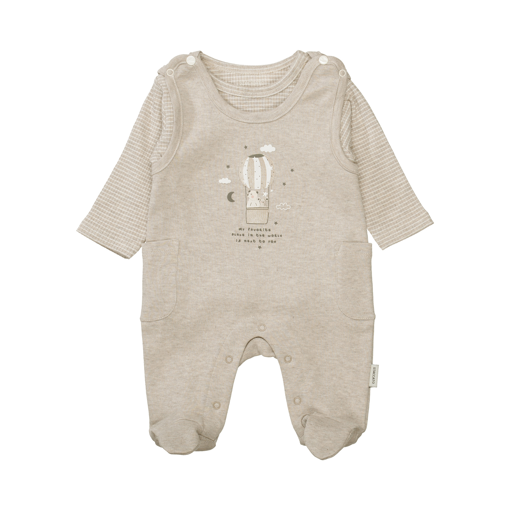 SALE Strampler, STACCATO, Beige – Besonderheit: Set bestehend aus Langarmshirt und Strampler