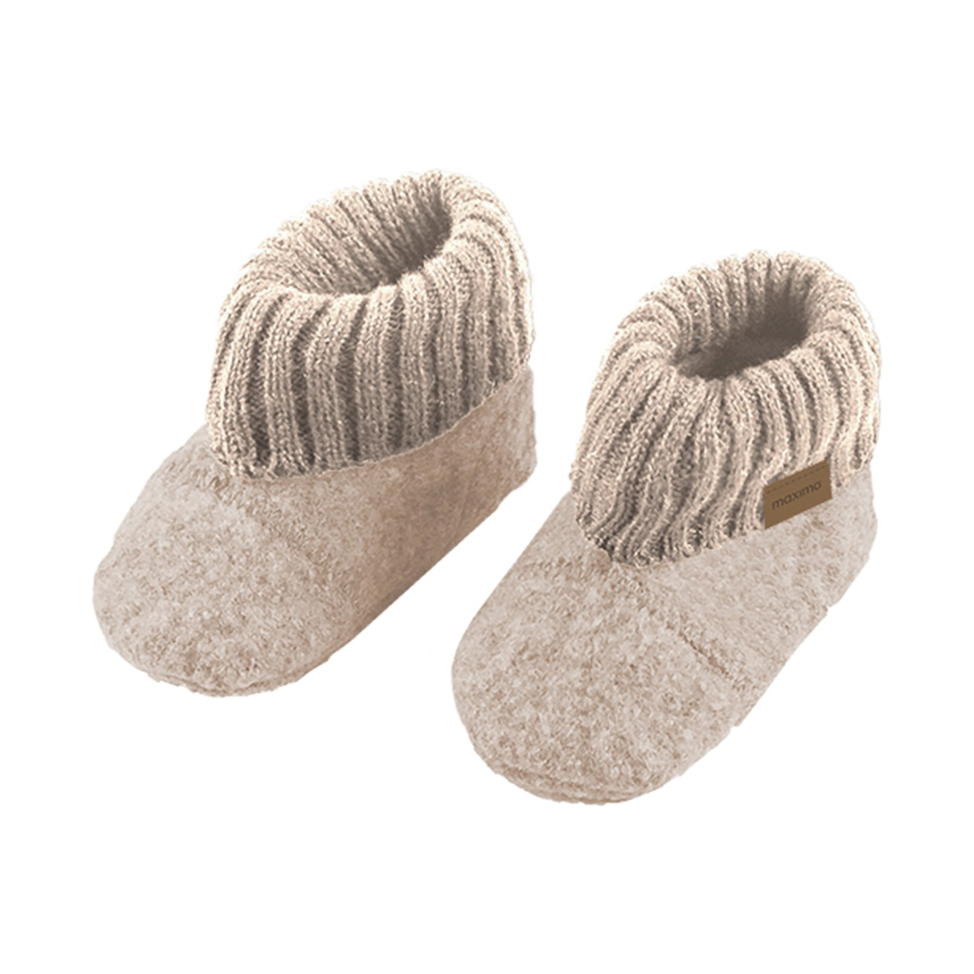 Krabbelschuhe, MaxiMo, Beige – Besonderheit: weiches Bündchen