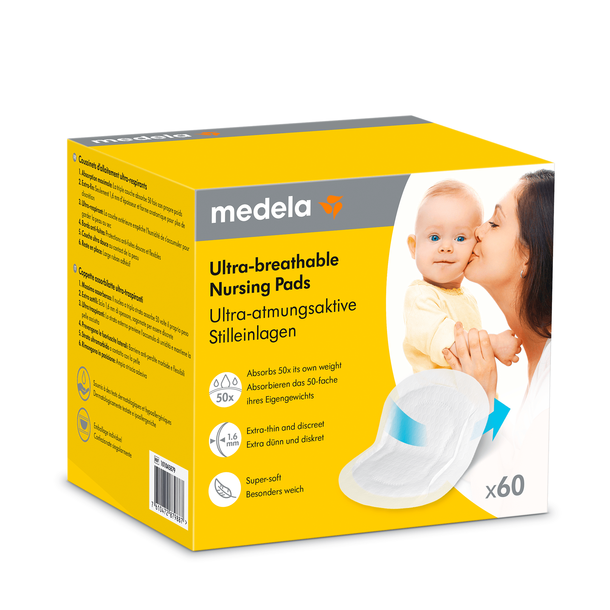 Stilleinlagen, medela, Weiß – Besonderheit: maximale Saugfähigkeit, absorbiert 50-fache seines Eigengewichts