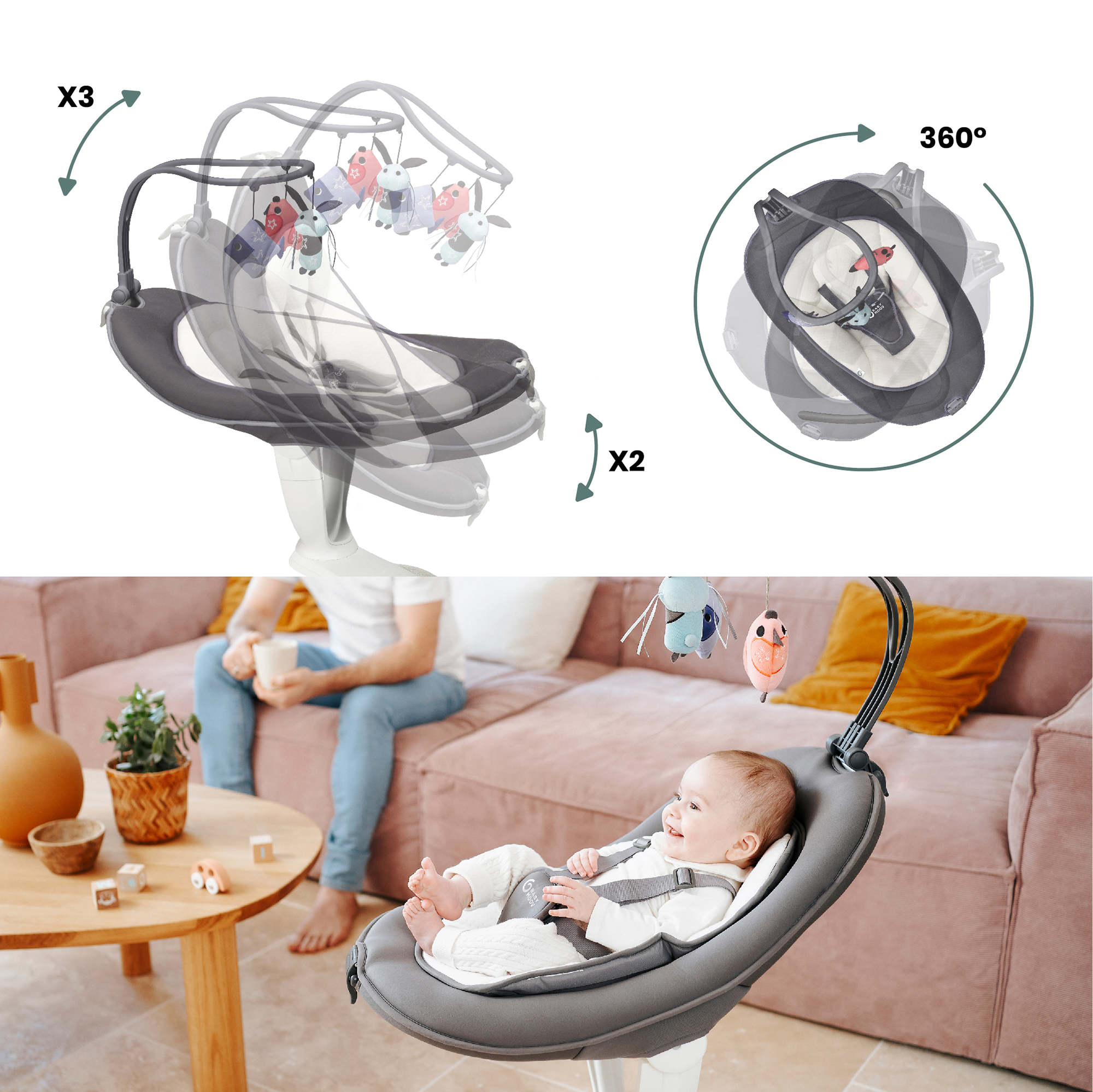 Wippen, babymoov, Grau – Produktansicht
