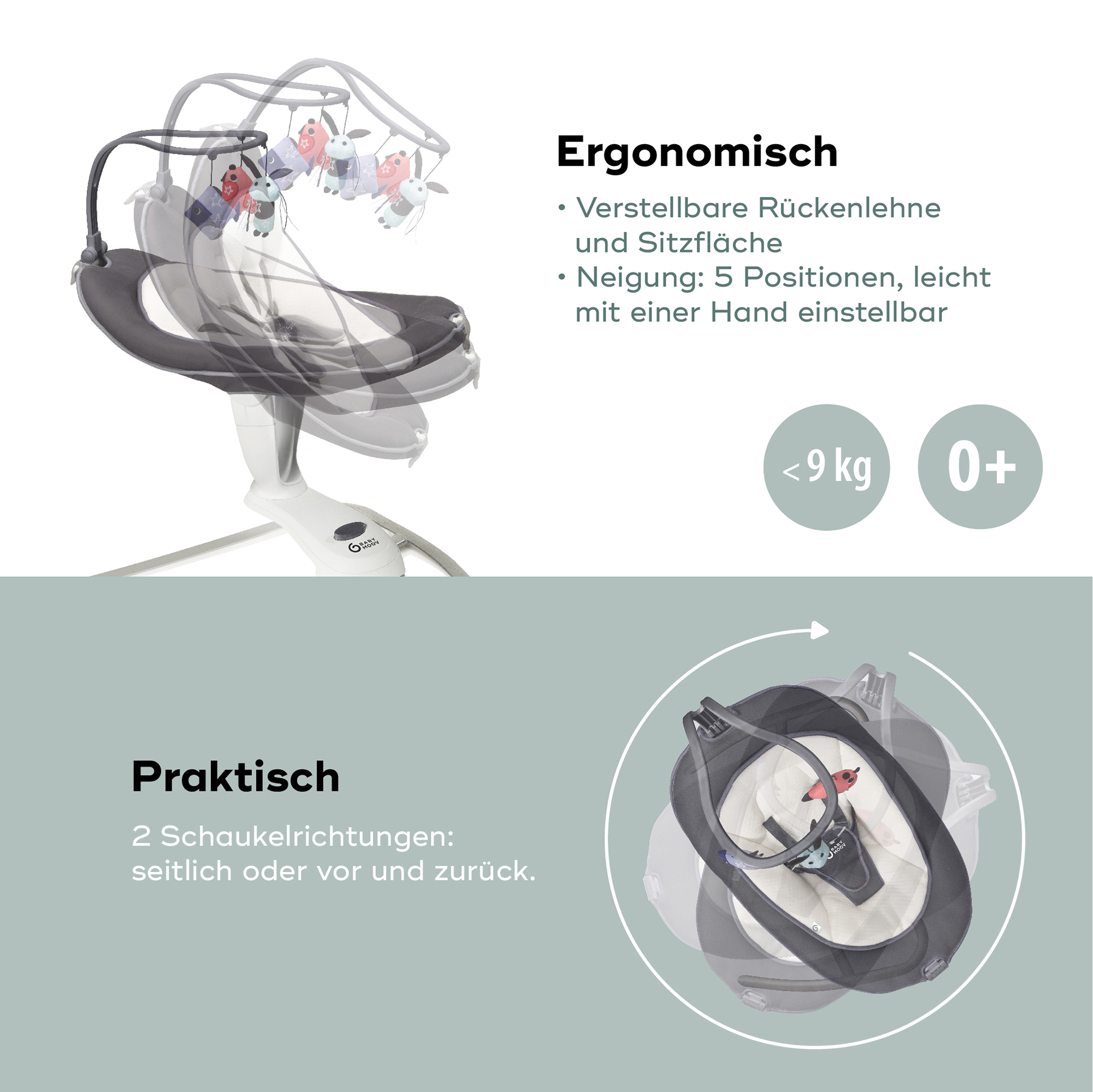 Wippen, babymoov, Grau – Produktansicht