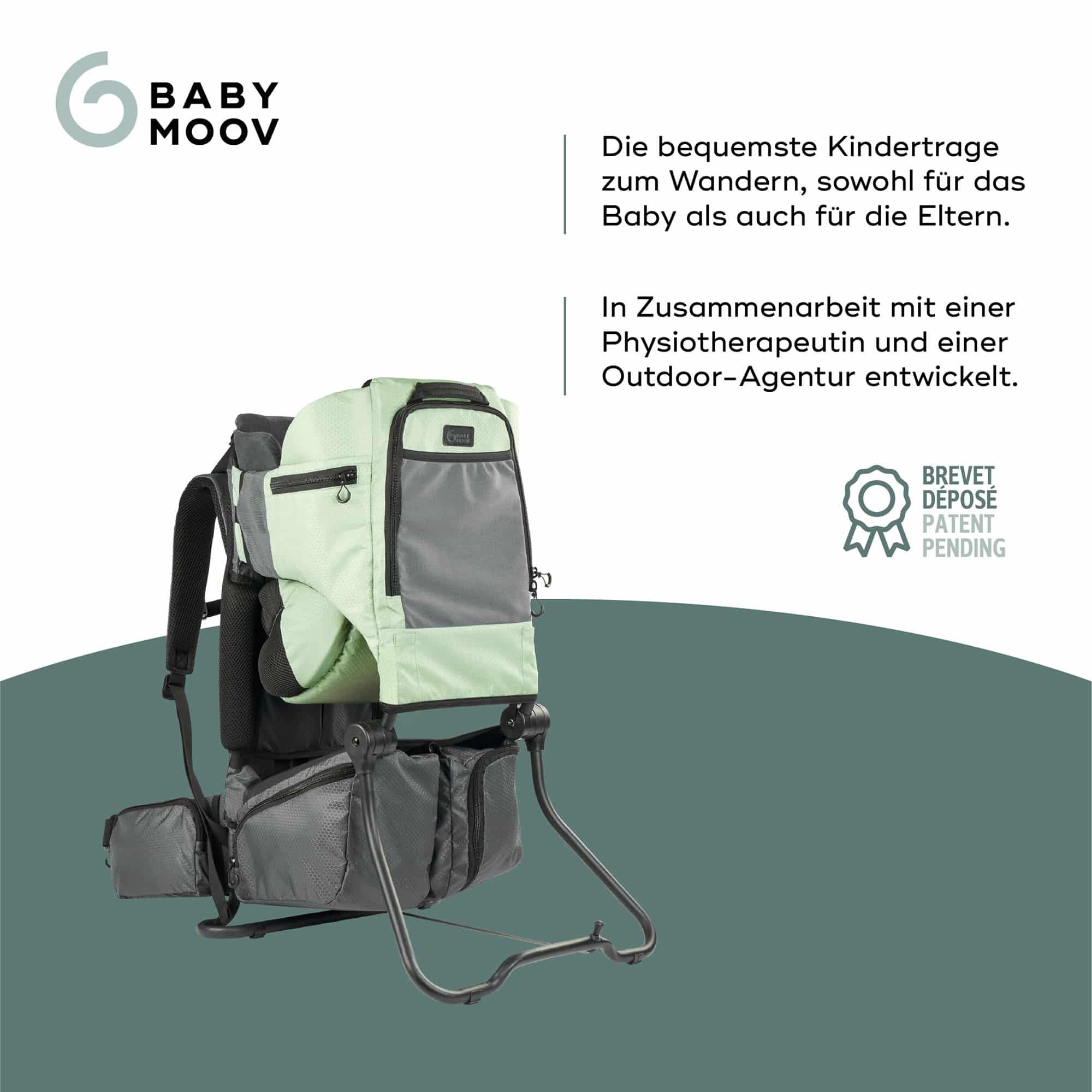 Kraxen & Schultertragen, babymoov, Grün – Produktansicht