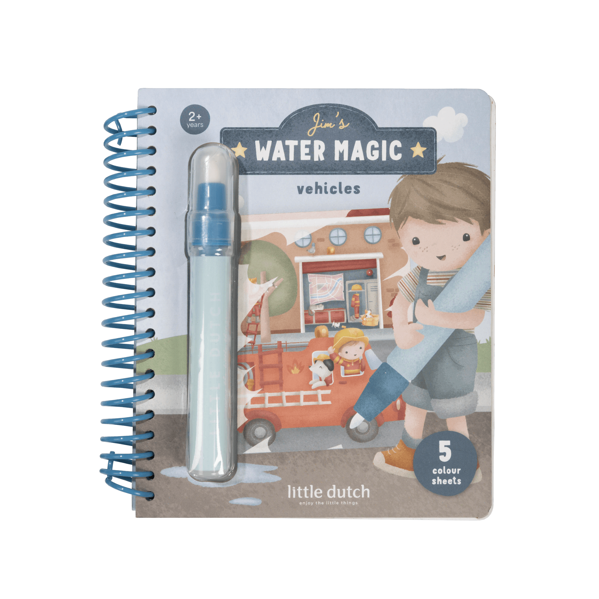 Malen & Kneten, LITTLE DUTCH, Blau – Besonderheit: mit weißen Ausmalkarten & Stift, der mit Wasser gefüllt wird