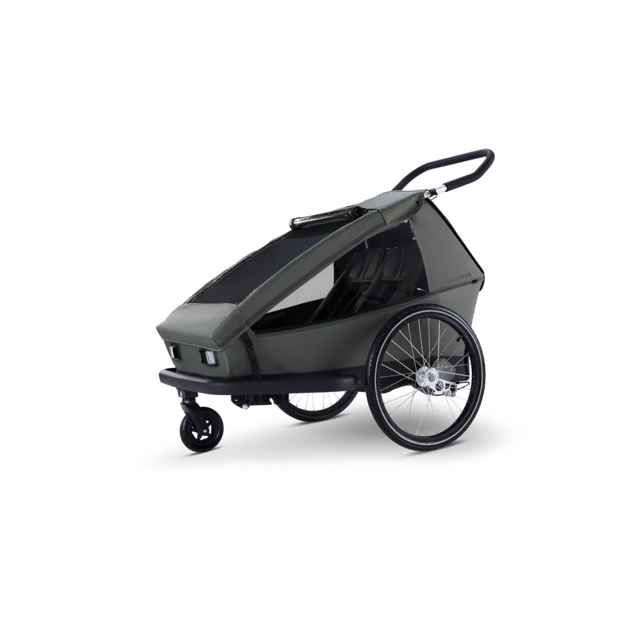 Fahrradanhänger, Croozer, Grün – Besonderheit: 3-in-1 Fahrradanhänger zur Nutzung im Buggy-, Fahrrad- und Jogger-Modus