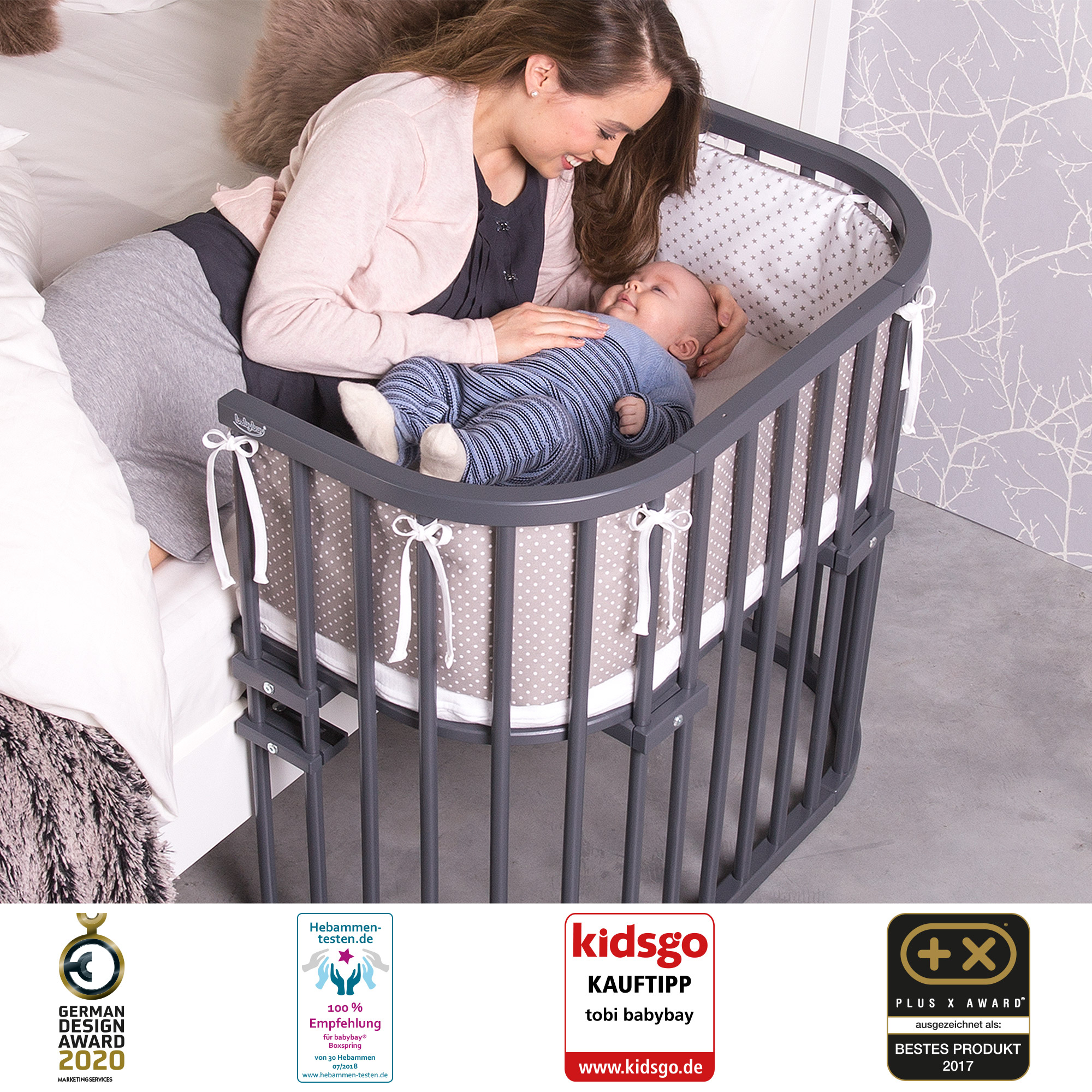 Babybetten, babybay, Grau – Produktansicht