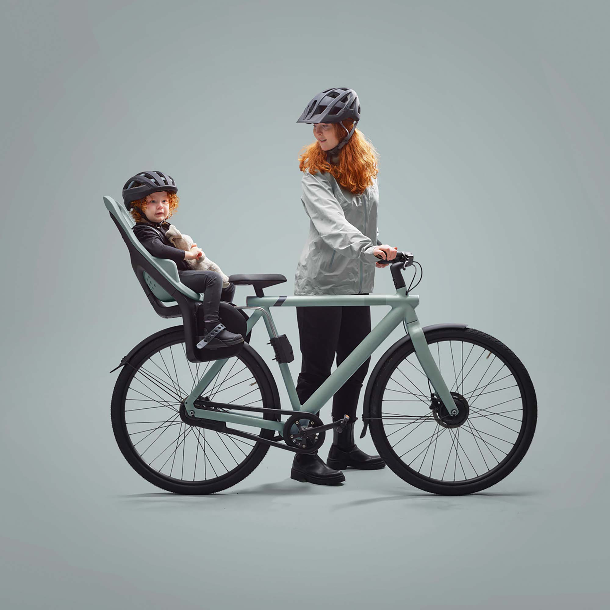 Fahrradsitze, THULE, Grau – Besonderheit: mitwachsender Thule Fahrradkindersitz zur Rahmenmontage