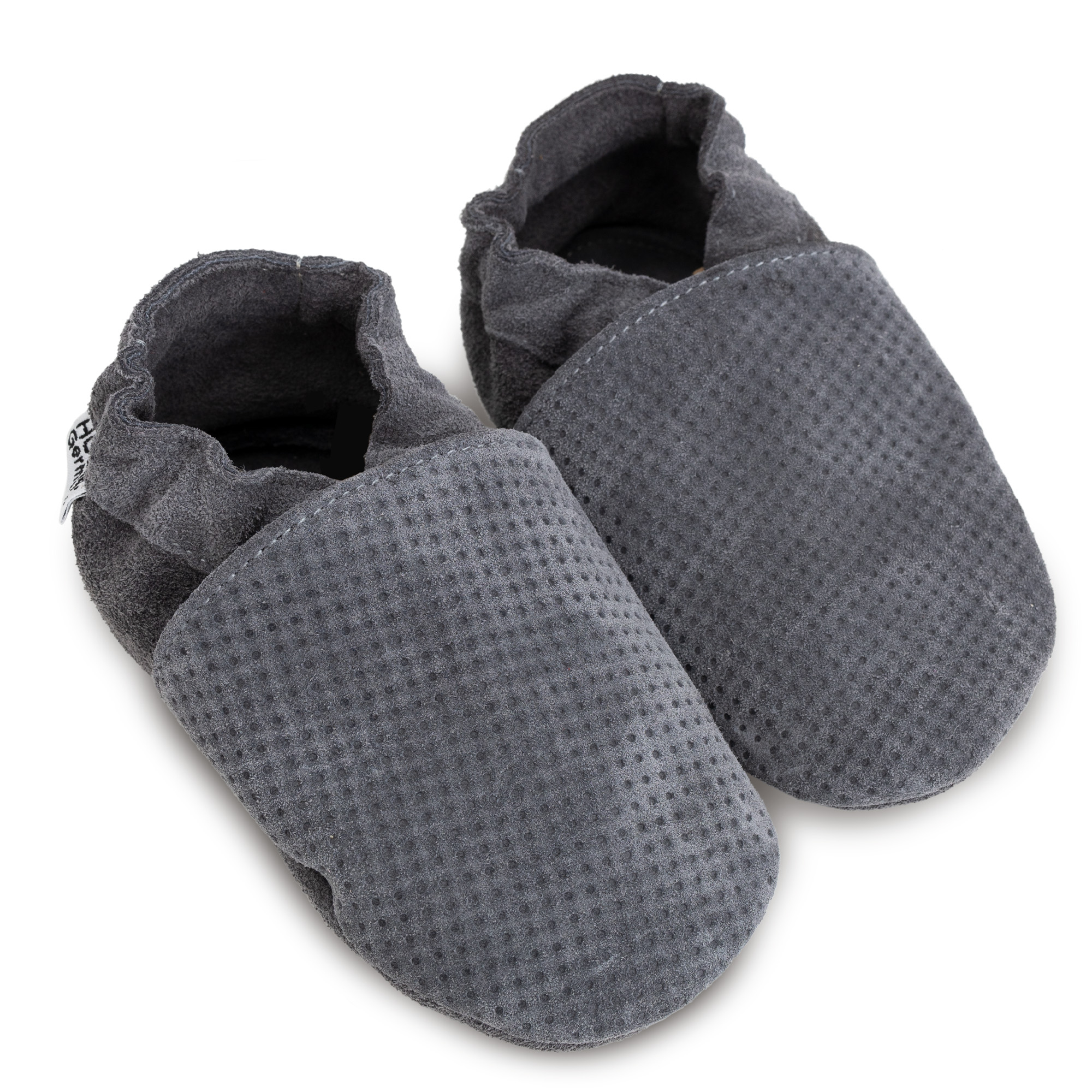 Krabbelschuhe, HOBEA, Grau – Besonderheit: liebevolle Handarbeit