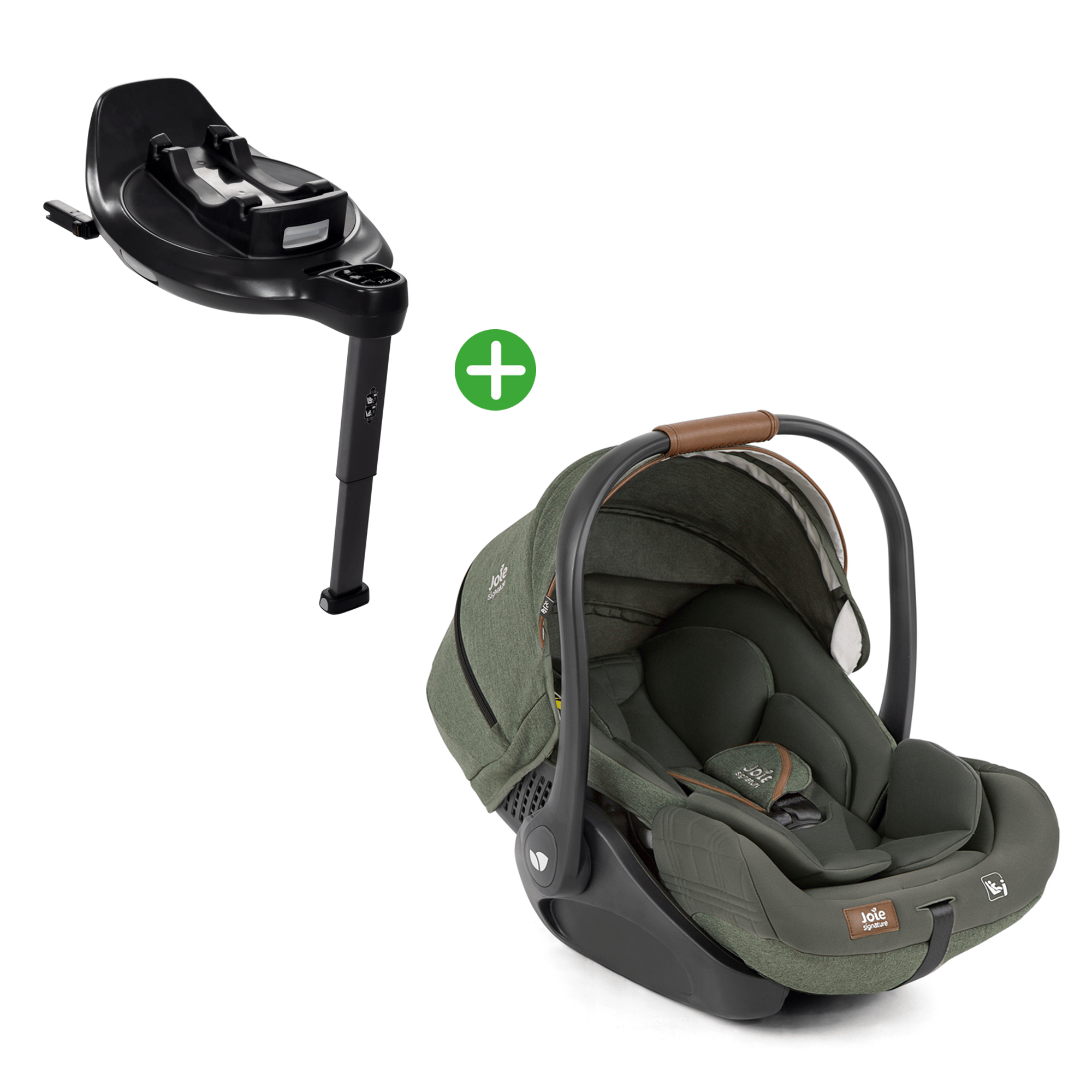 Babyschalen 0-13 kg, Gruppe 0+, Joie signature, Grün – Besonderheit: Set besteht aus Babyschale und Basisstation