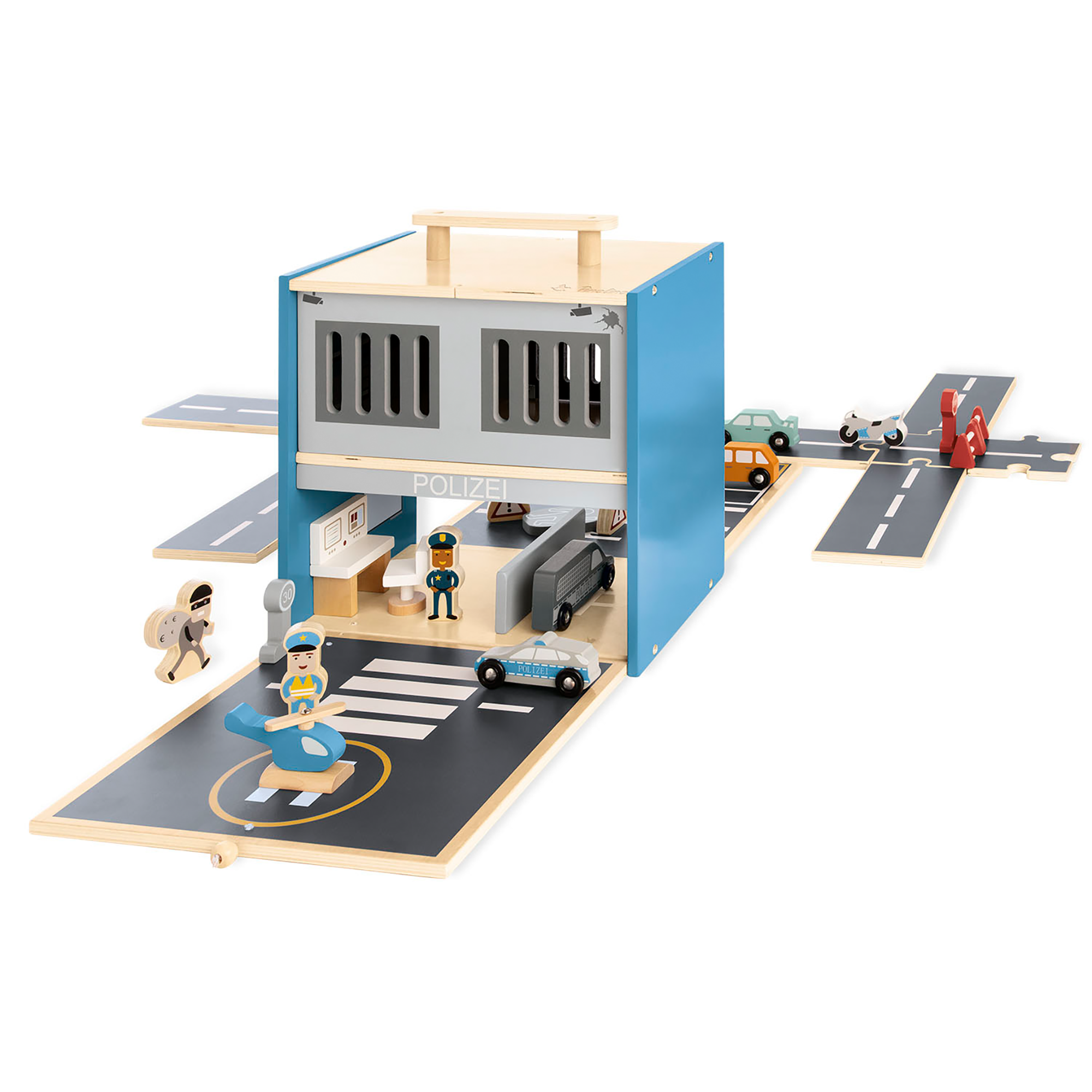 Kinderspiele, Pinolino, Mehrfarbig – Besonderheit: mit Garage, Gefängnis und Helikopter-Landeplatz