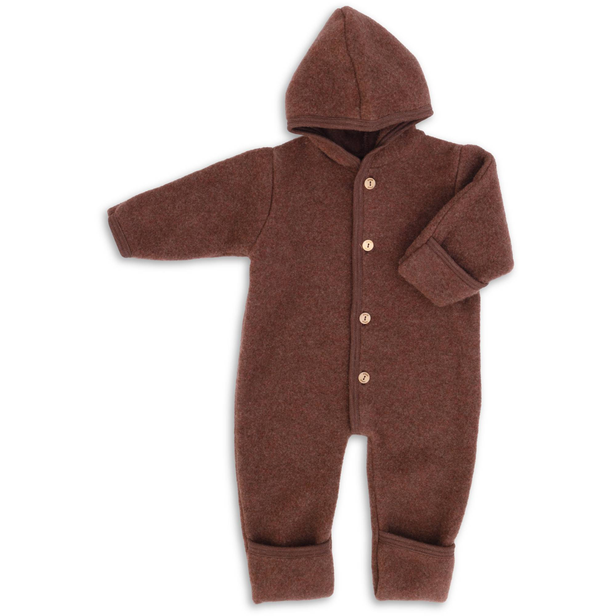Fleece Overalls, ENGEL, Braun – Besonderheit: aus 100% Merinoschurwolle