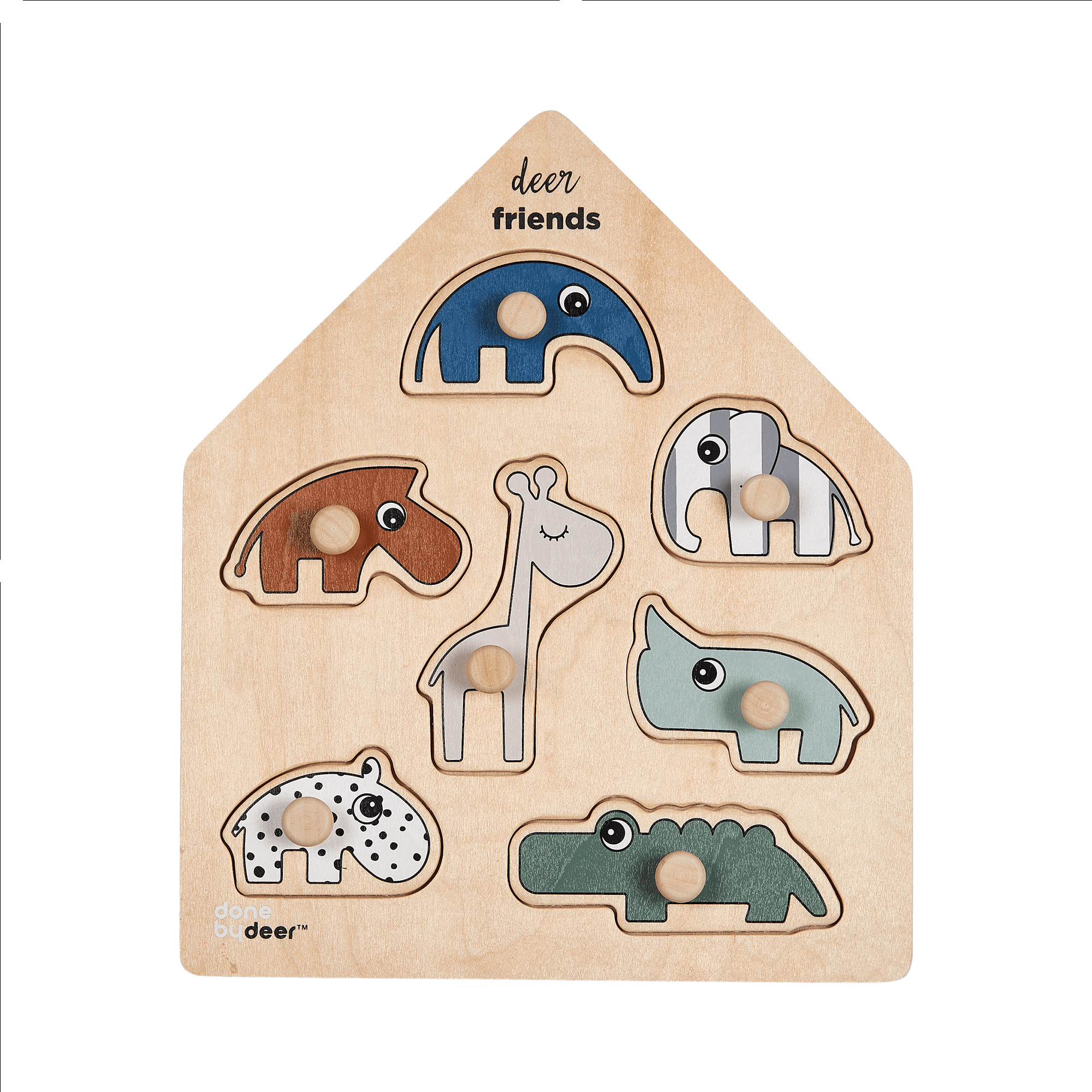 Holzpuzzle, done by deer, Mehrfarbig – Besonderheit: gut greifbare Puzzleteile für kleine Hände