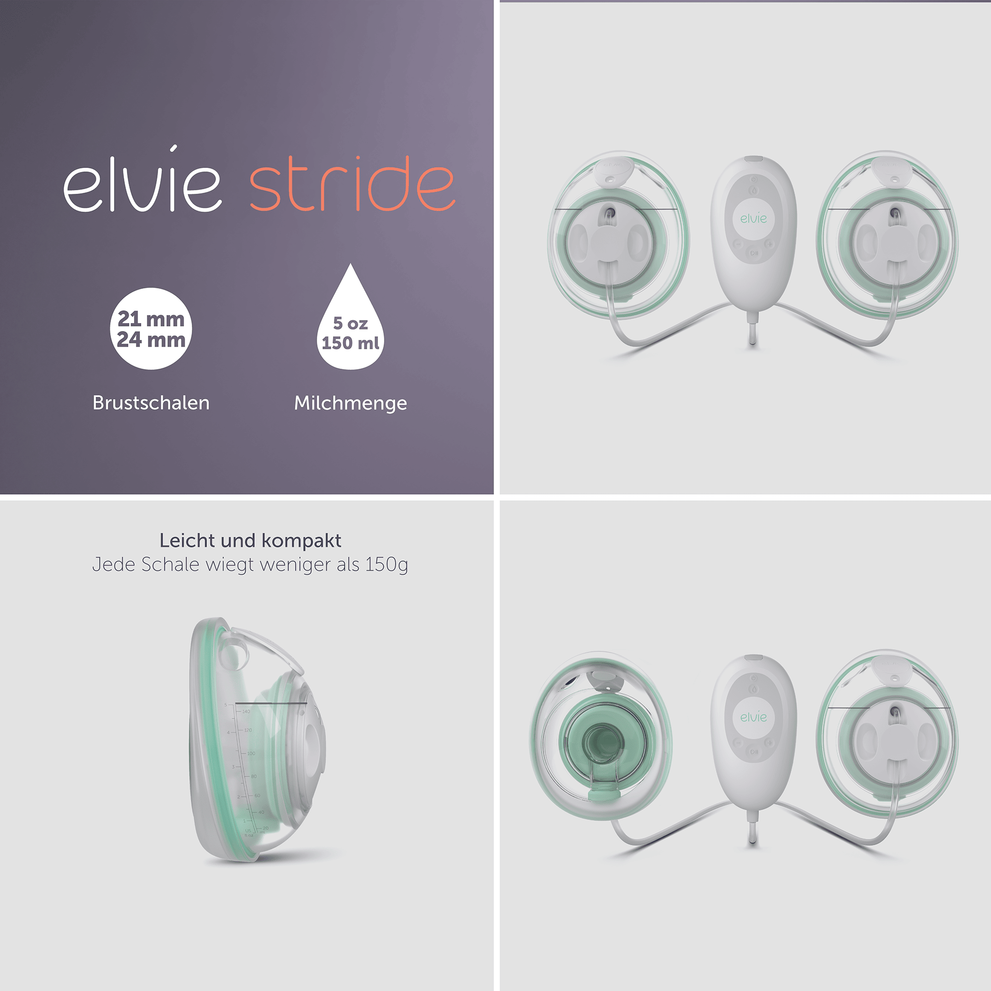 Milchpumpen, elvie, Transparent – Produktansicht