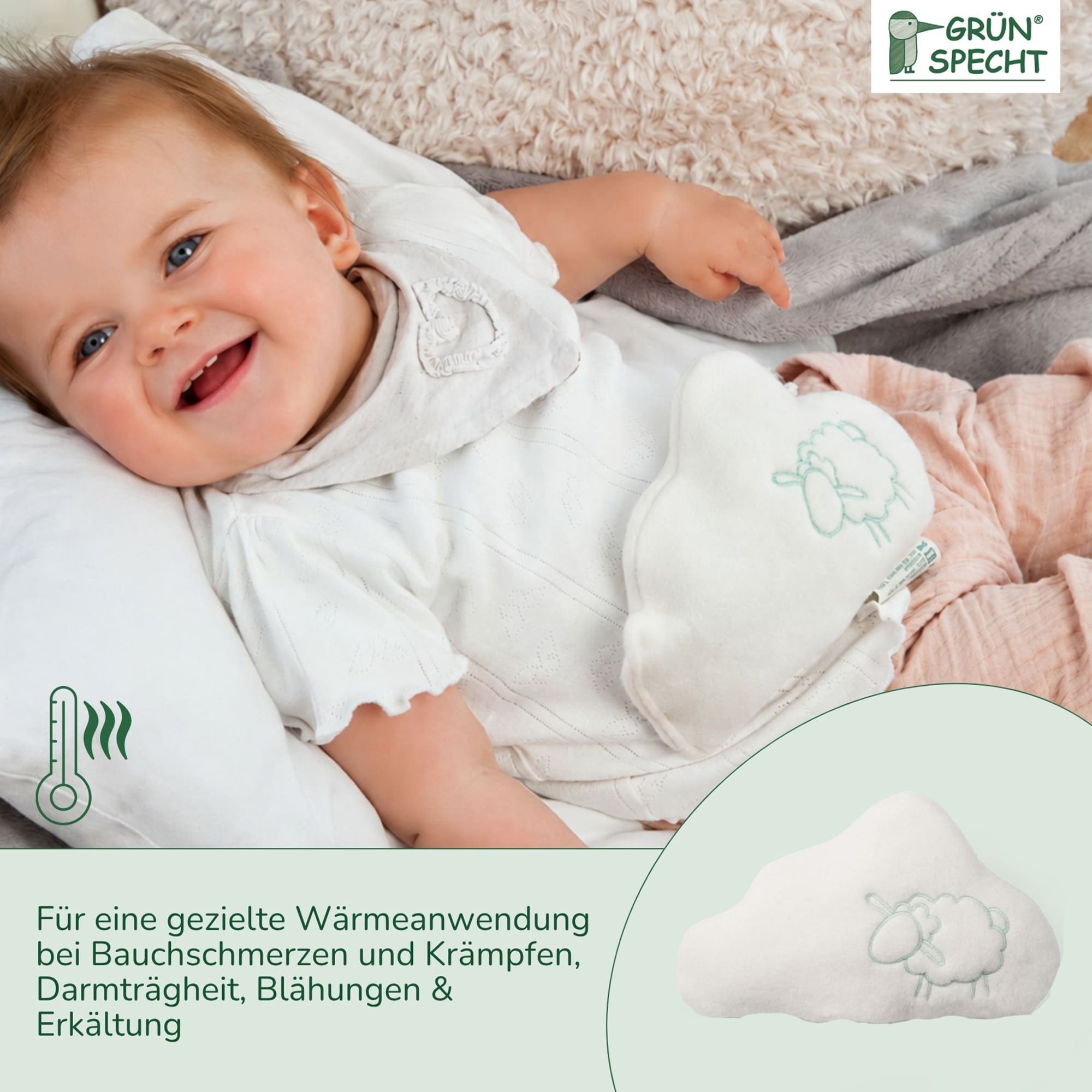Wärmekissen & -flaschen, GRÜNSPECHT, Weiß – Produktansicht