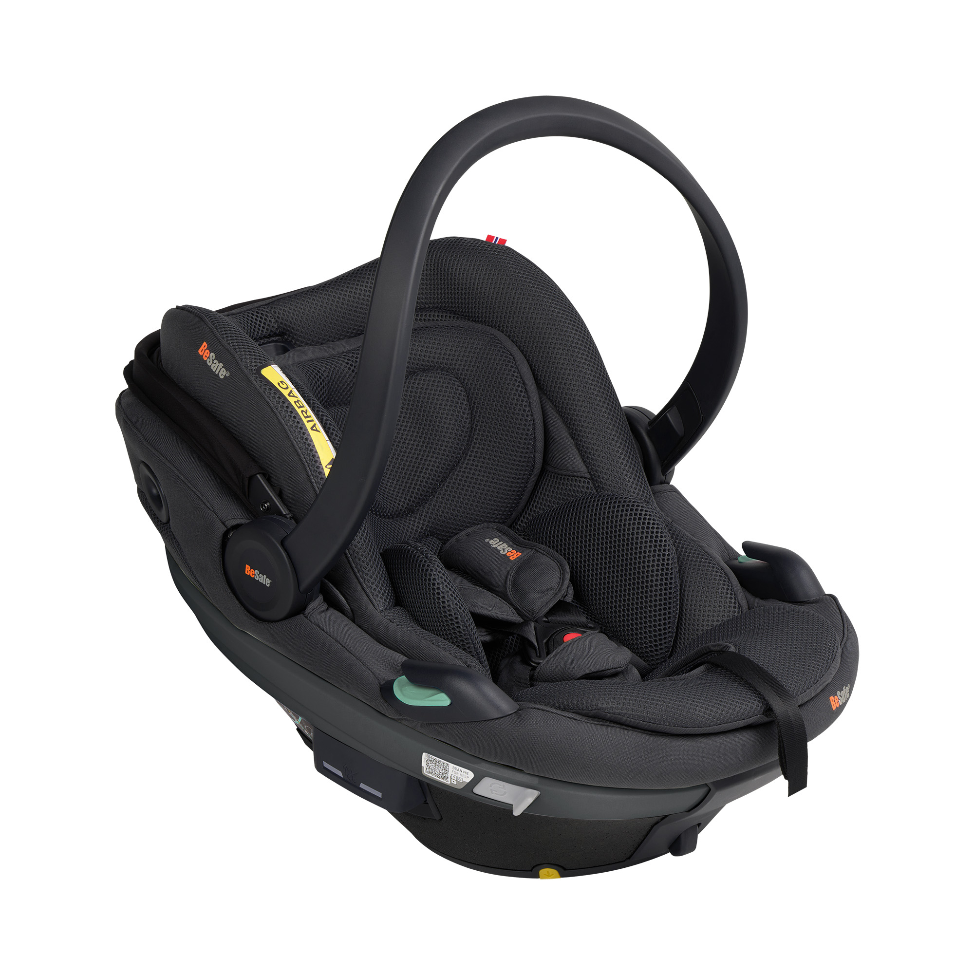 Babyschalen 0-13 kg, Gruppe 0+, BeSafe, Grau – Besonderheit: Active Lay Flat™-Funktion, Liegefunktion die sich bei einem Unfall automatisch in eine aufrechte Position bewegt