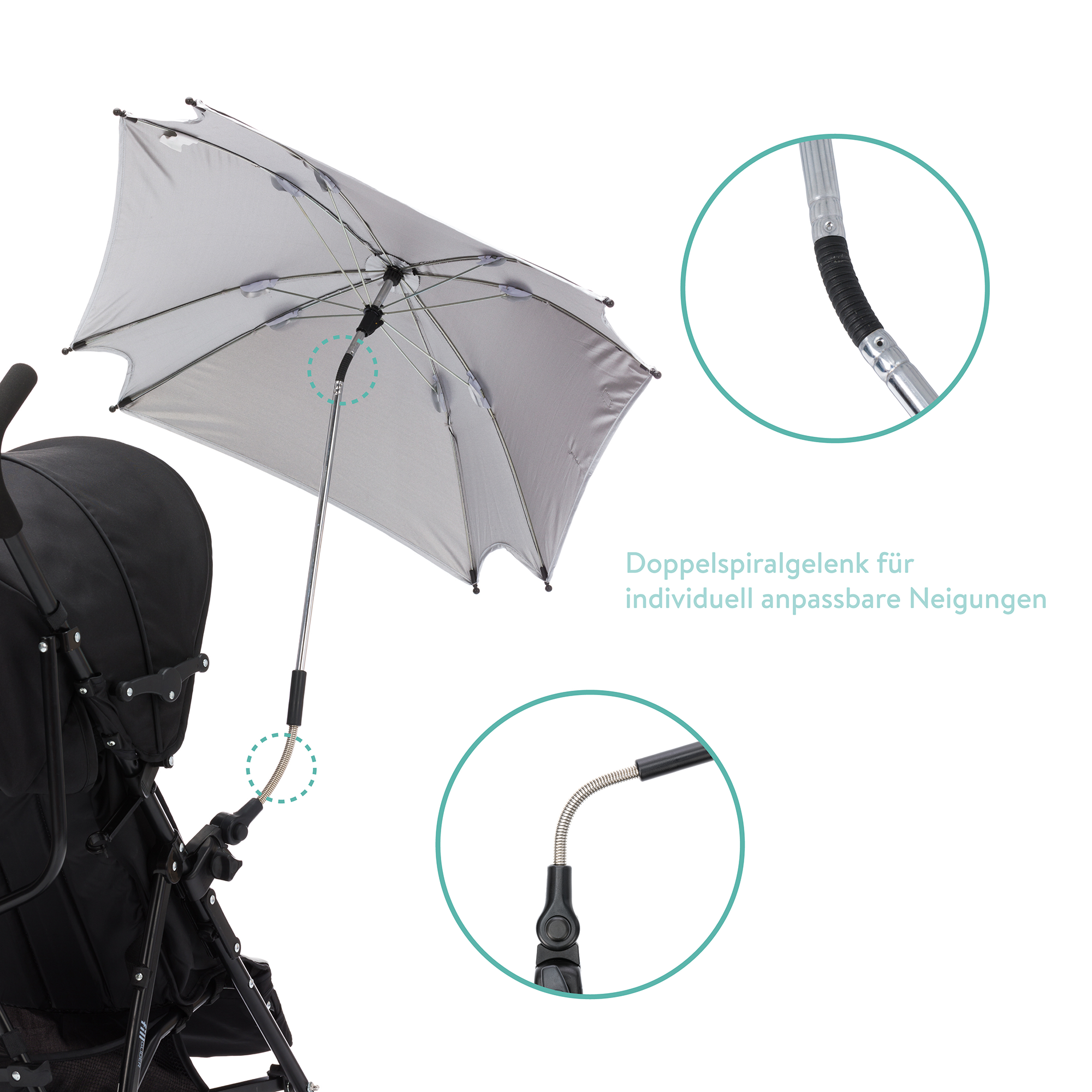 Sonnenschirme für Kinderwagen, LITTLE ONE, Grau – Produktansicht