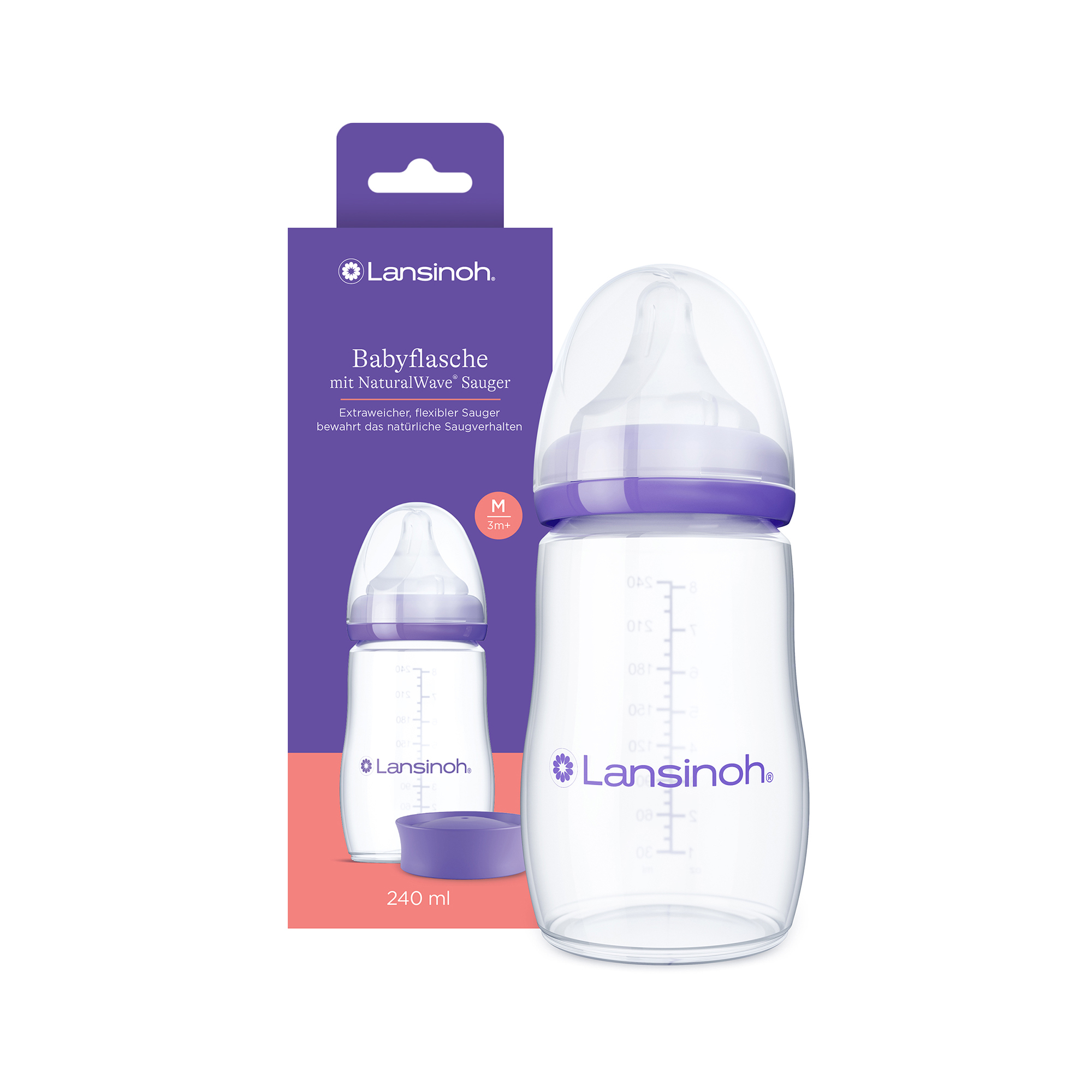 Babyfläschchen, Lansinoh, Transparent – Besonderheit: mit NaturalWave® Sauger