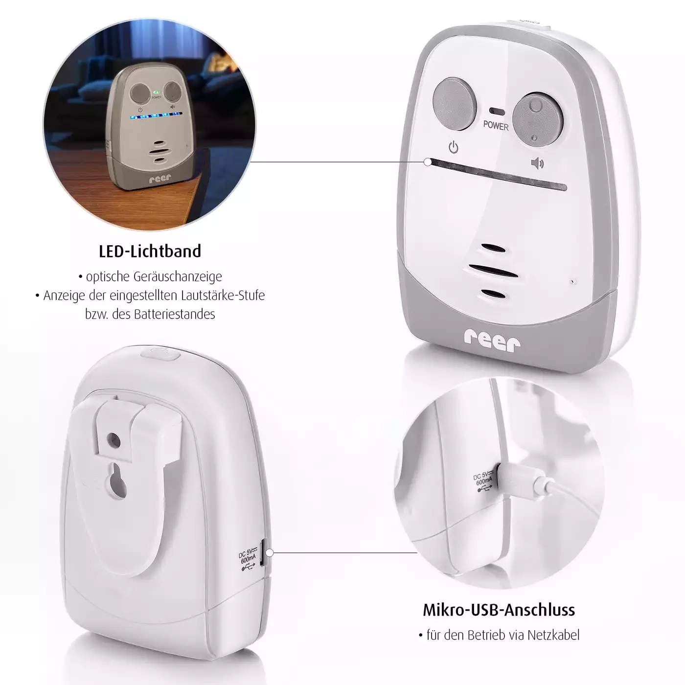 Audio Babyphone, reer, Weiß – Produktansicht