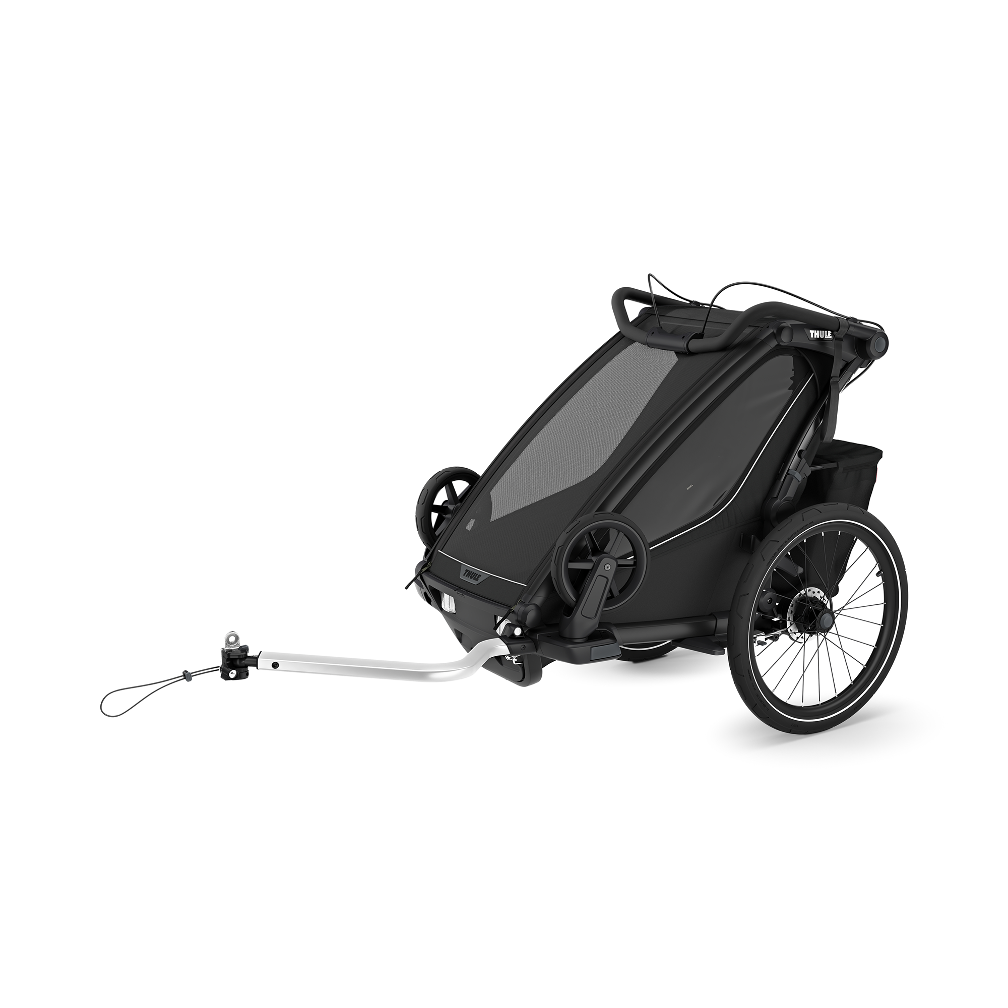 Fahrradanhänger, THULE, Schwarz – Besonderheit: 4 Aktivitäten – Radfahren, Joggen, Spazieren, Skifahren (Jogging- und Skisets separat erhältlich)
