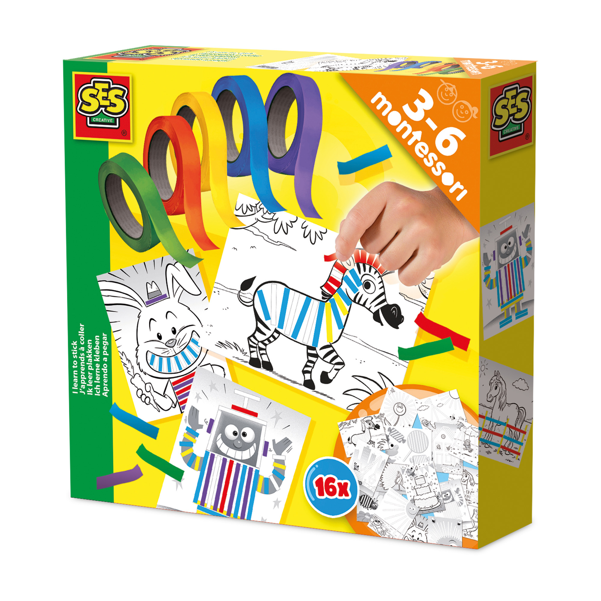 Malen & Kneten, SES CREATIVE, Gelb – Besonderheit: zum Kleben von Farbstreifen auf eine vorgedruckte Vorlage
