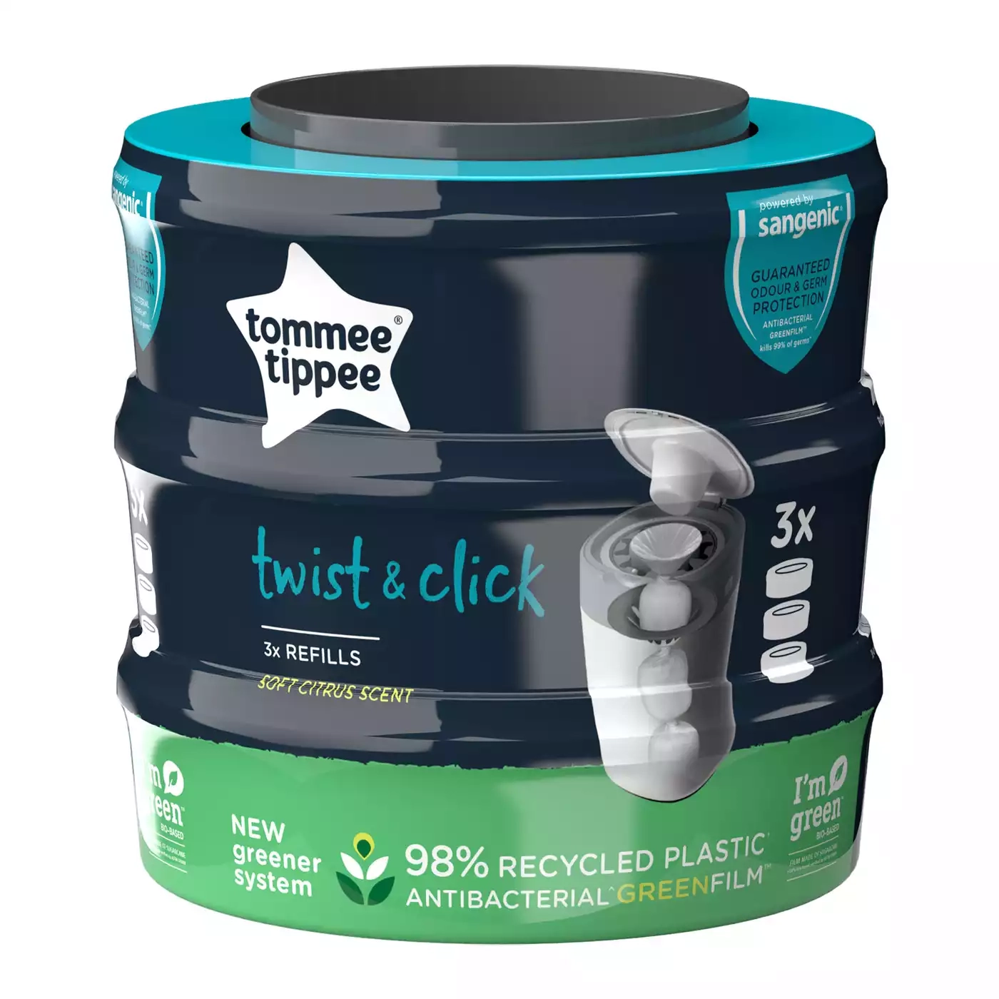 Windeleimer, tommee tippee, Grau – Besonderheit: 3er Pack