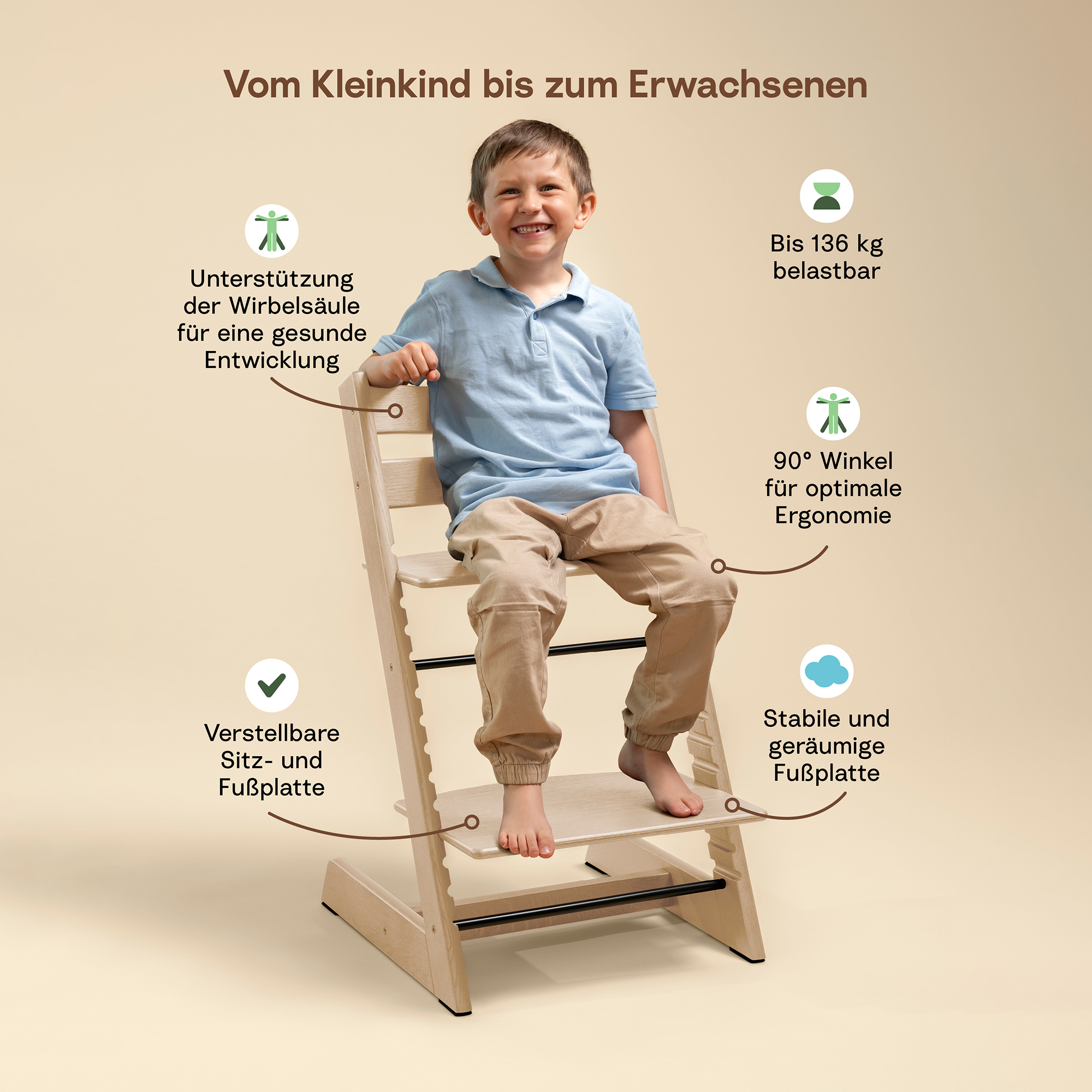 Treppenhochstühle, STOKKE, Beige – Produktansicht