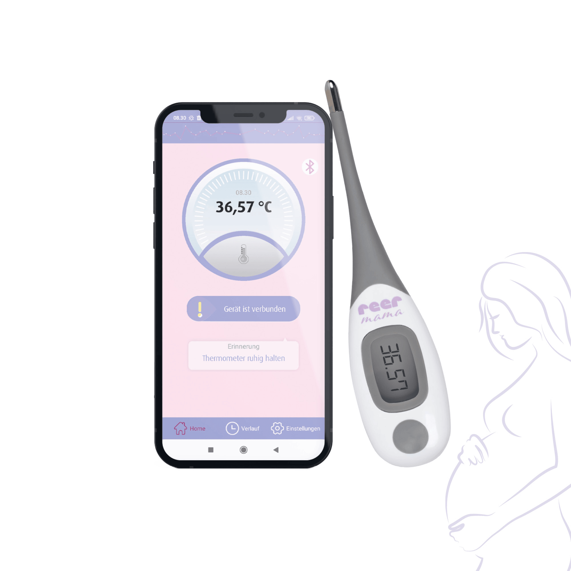 Fieberthermometer, reer mama, Weiß – Produktansicht
