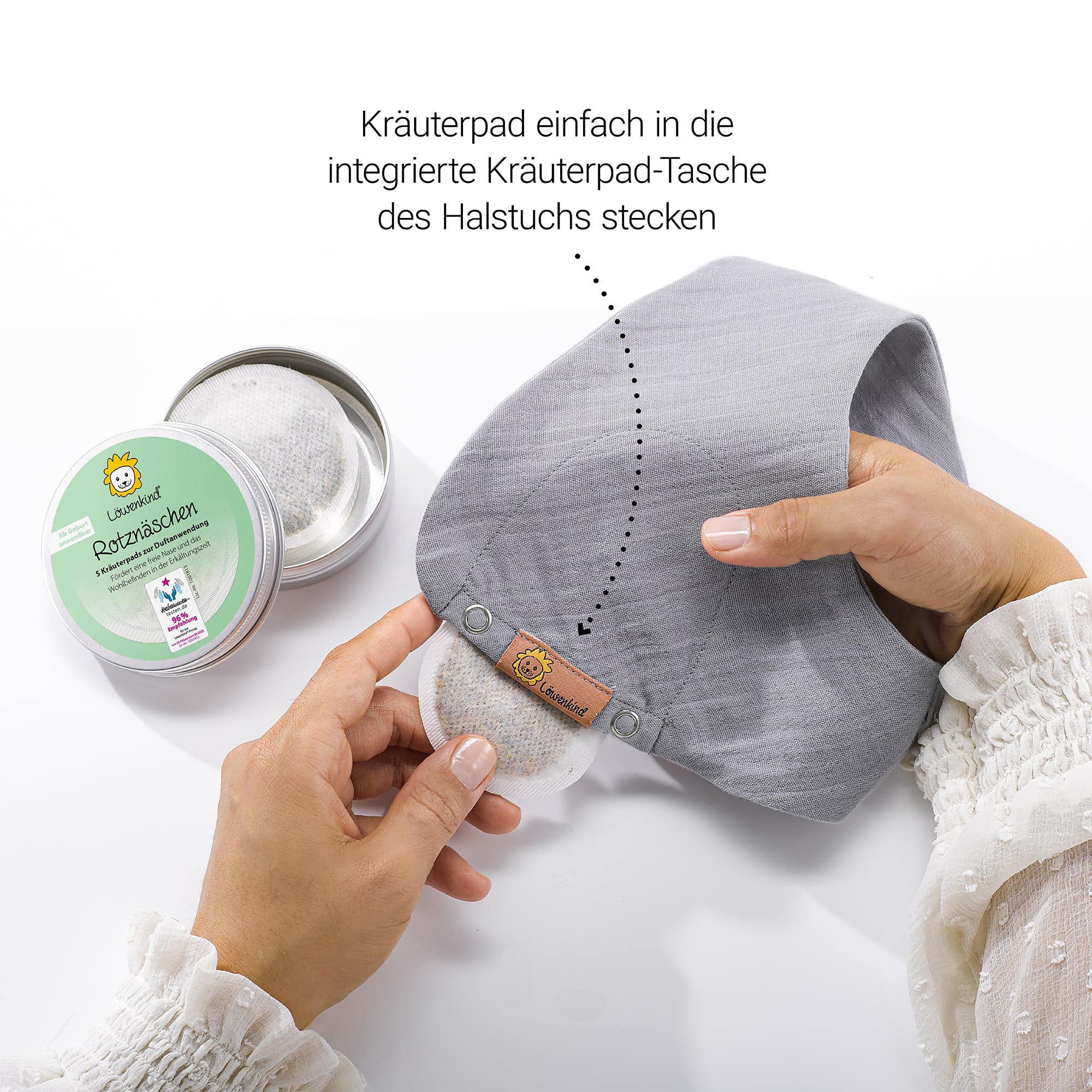 Dreieckstücher & Halstücher, Löwenkind, Grau – Produktansicht