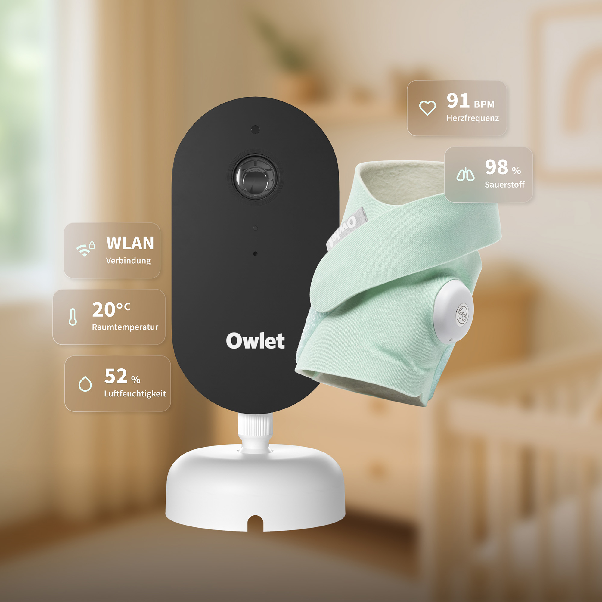 Video Babyphone, Owlet, Grün – Produktansicht