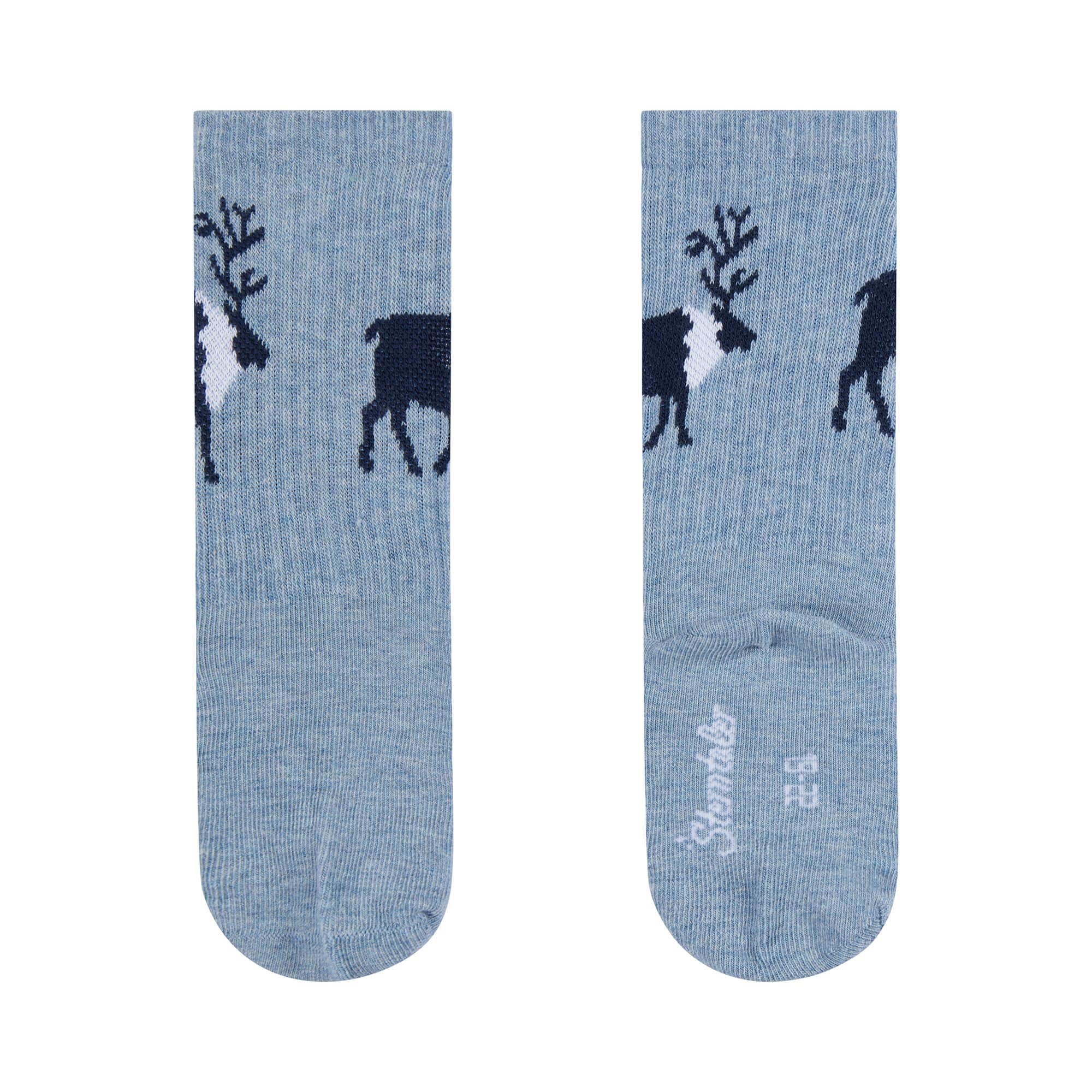 Socken & Strumpfhosen, Sterntaler, Blau – Besonderheit: lange Socken mit Hirsch-, Ringel- und Baum-Motiven