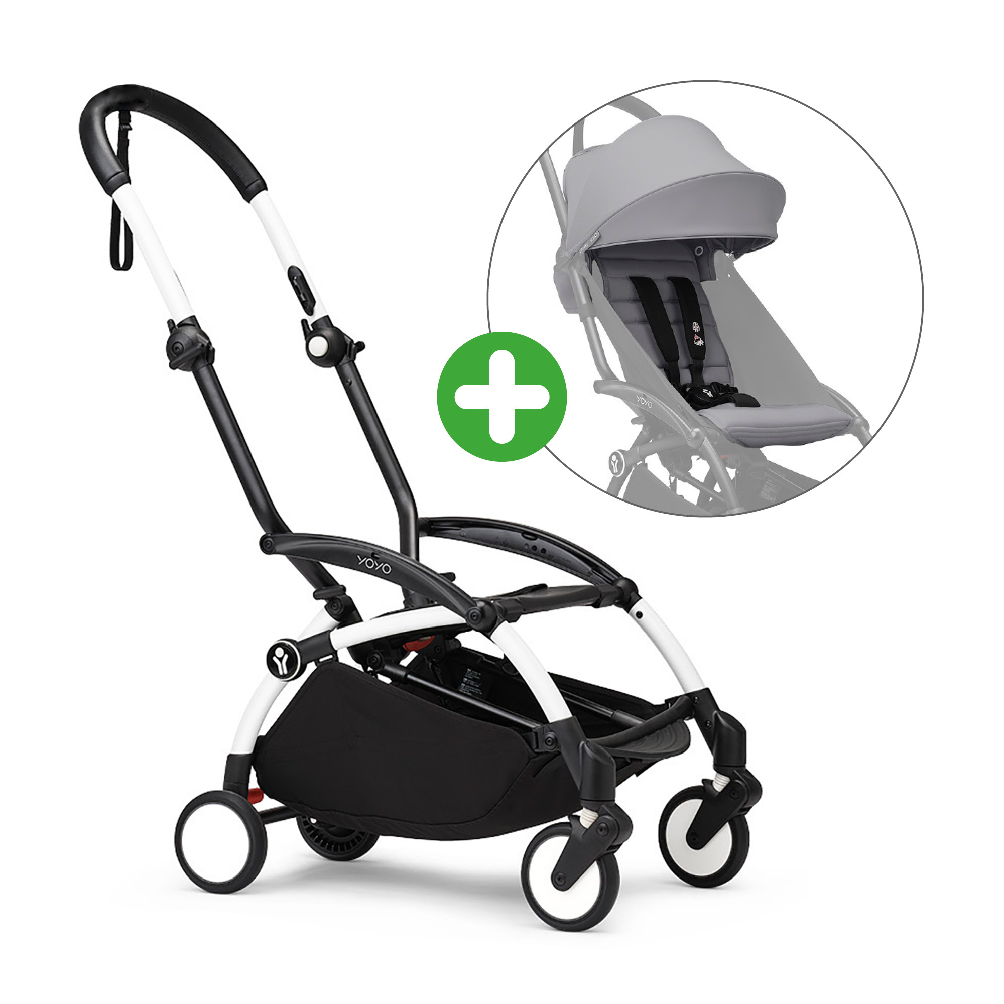 % SALE Kinderwagen, STOKKE, Grau – Besonderheit: Set bestehend aus YOYO³ Gestell und YOYO³ 6+ Textil-Set