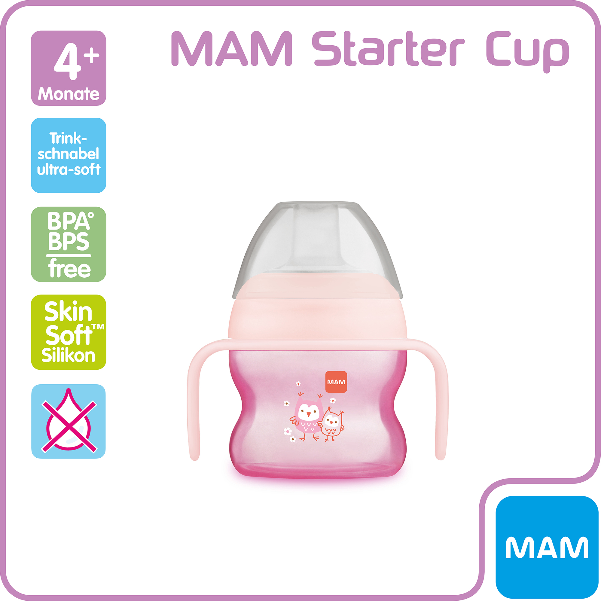 Starter Cup Eule 150ml MAM Rosa 2000583750000 2