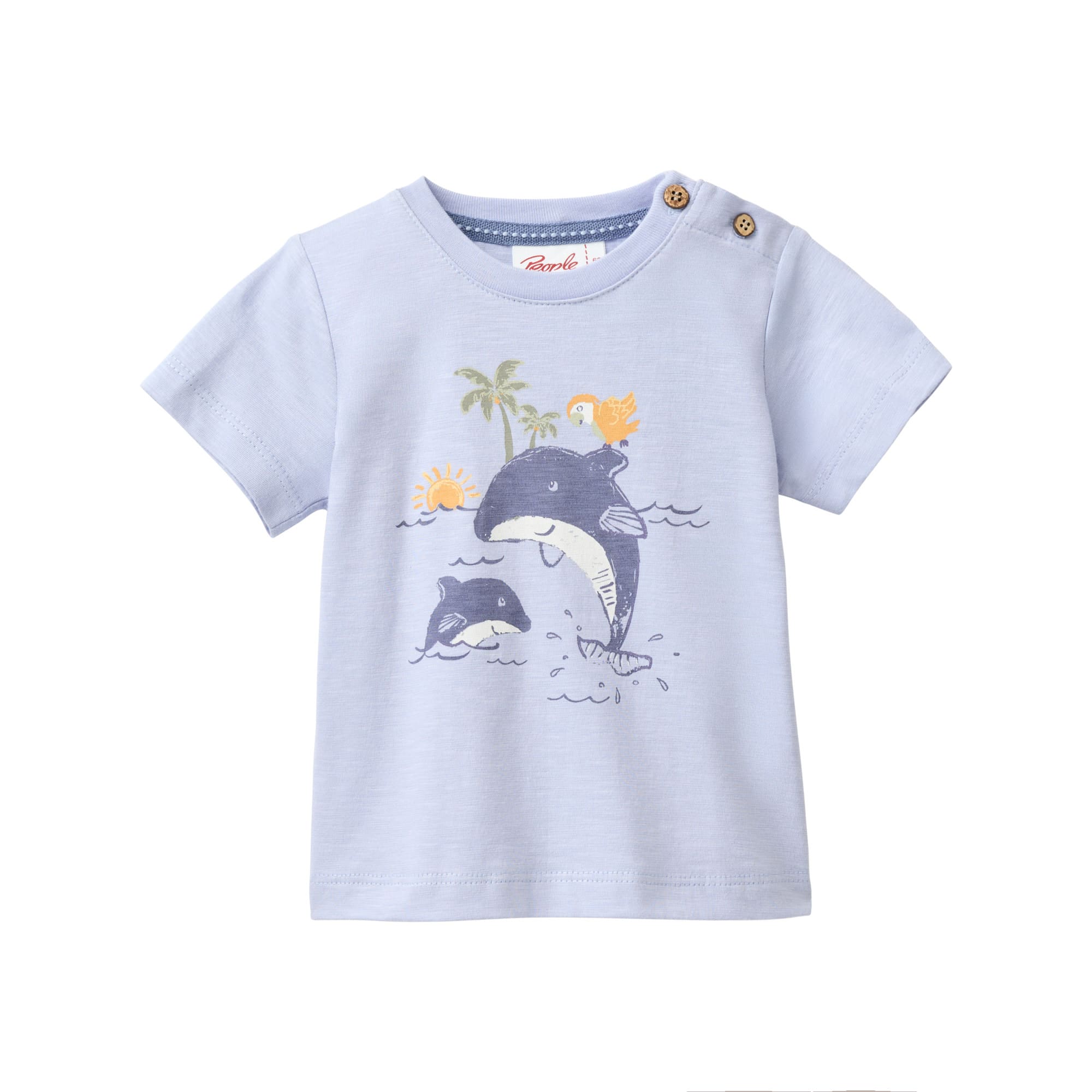 Kurzarmshirts, People Wear Organic, Blau – Produktansicht