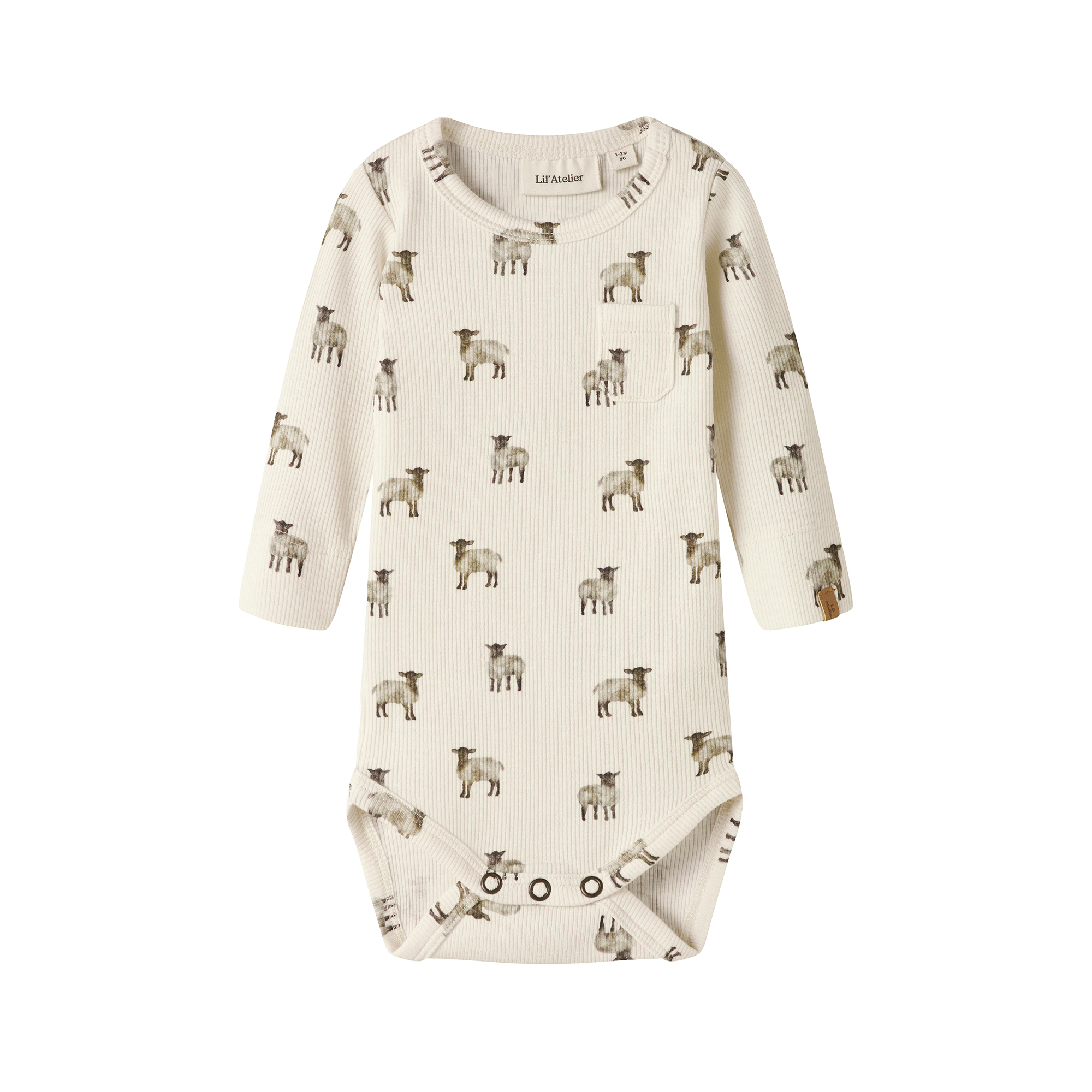 Langarmbodys, Lil' Atelier, Beige – Besonderheit: Gerippter Strick