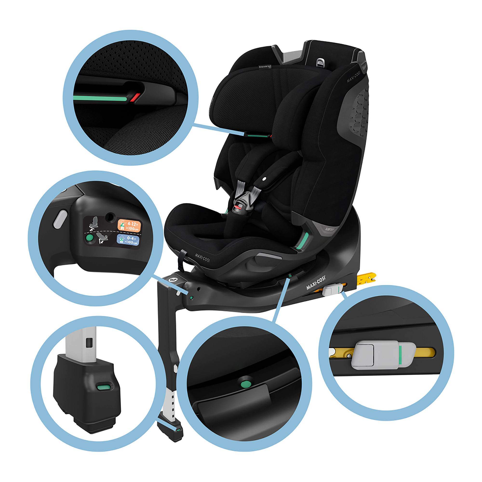 Kindersitze 9-36 kg, Gruppe 1/2/3, MAXI-COSI Premium, Schwarz – Produktansicht
