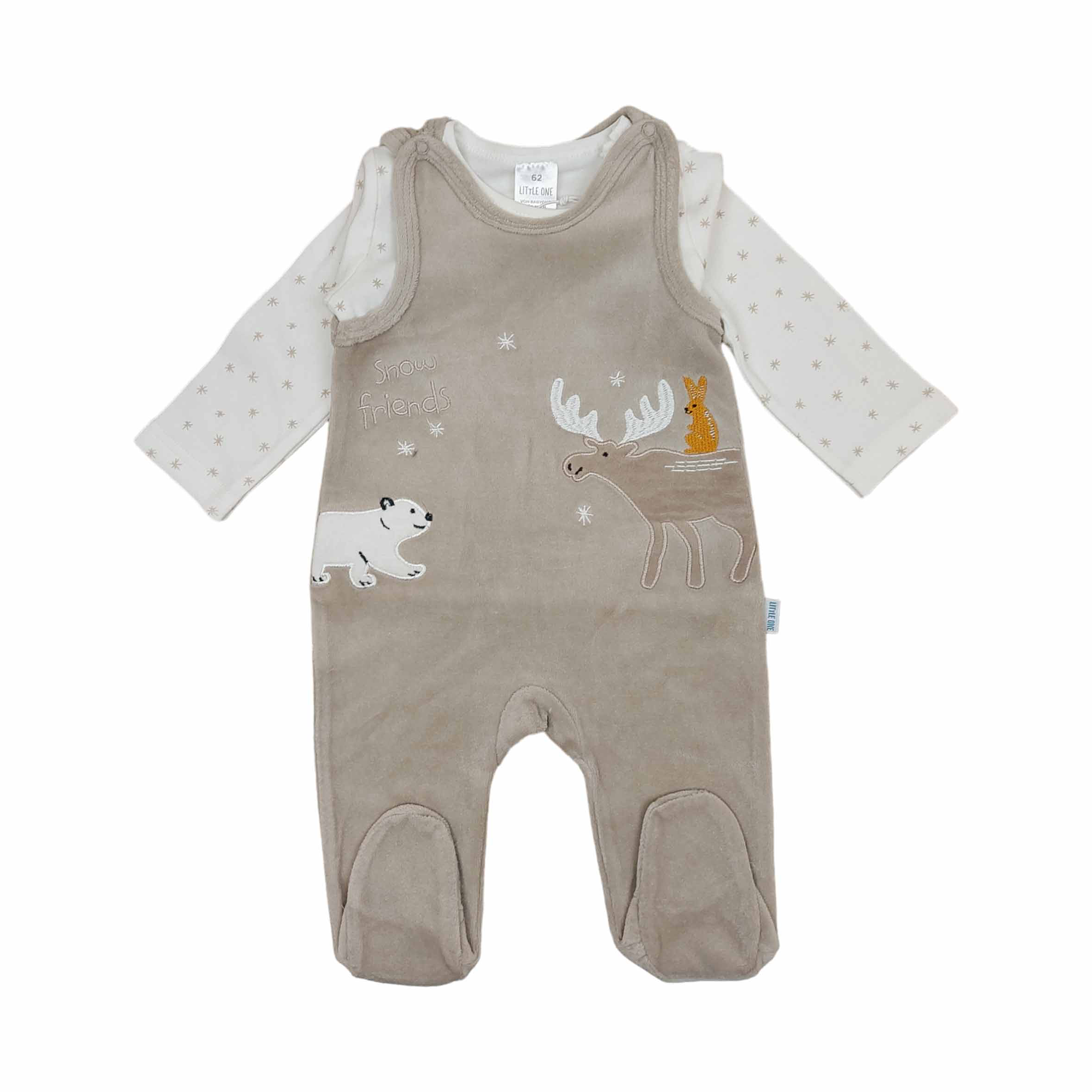 Strampler, LITTLE ONE, Beige – Besonderheit: bestehend aus Langarmshirt und Strampler