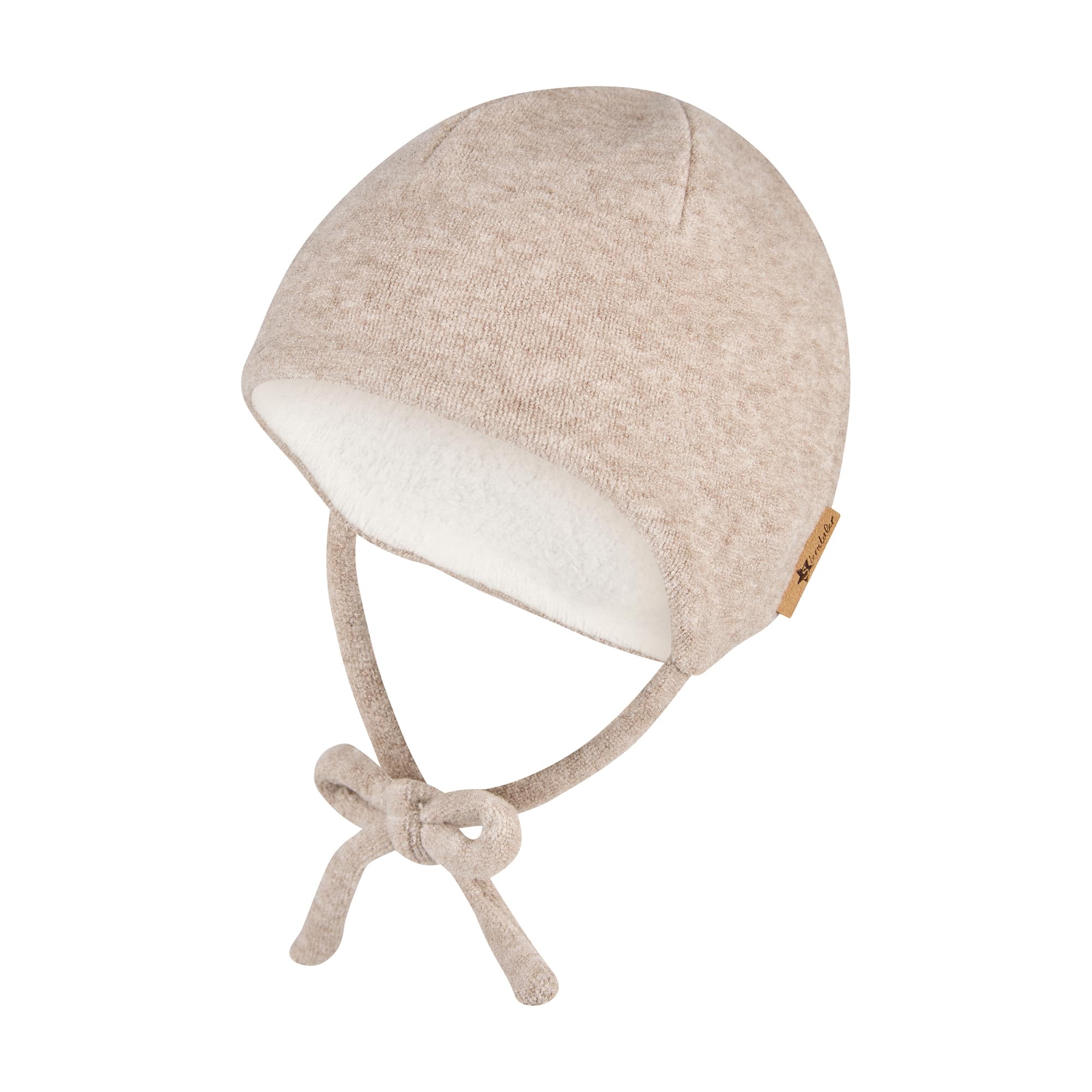 Beanie Mützen, Sterntaler, Braun – Besonderheit: mit Ohrenklappen und Bindeband