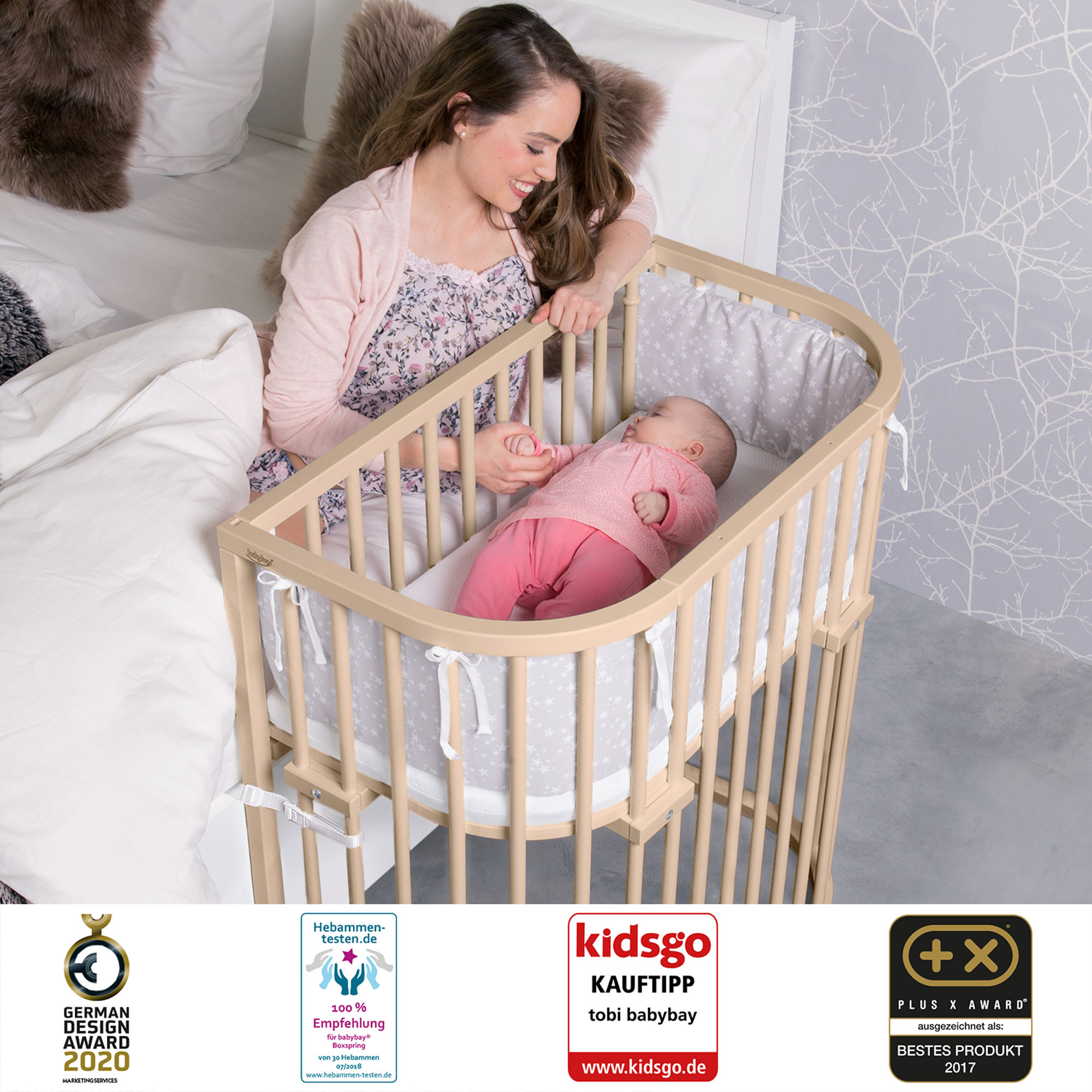 Beistellbetten, babybay, Beige – Produktansicht