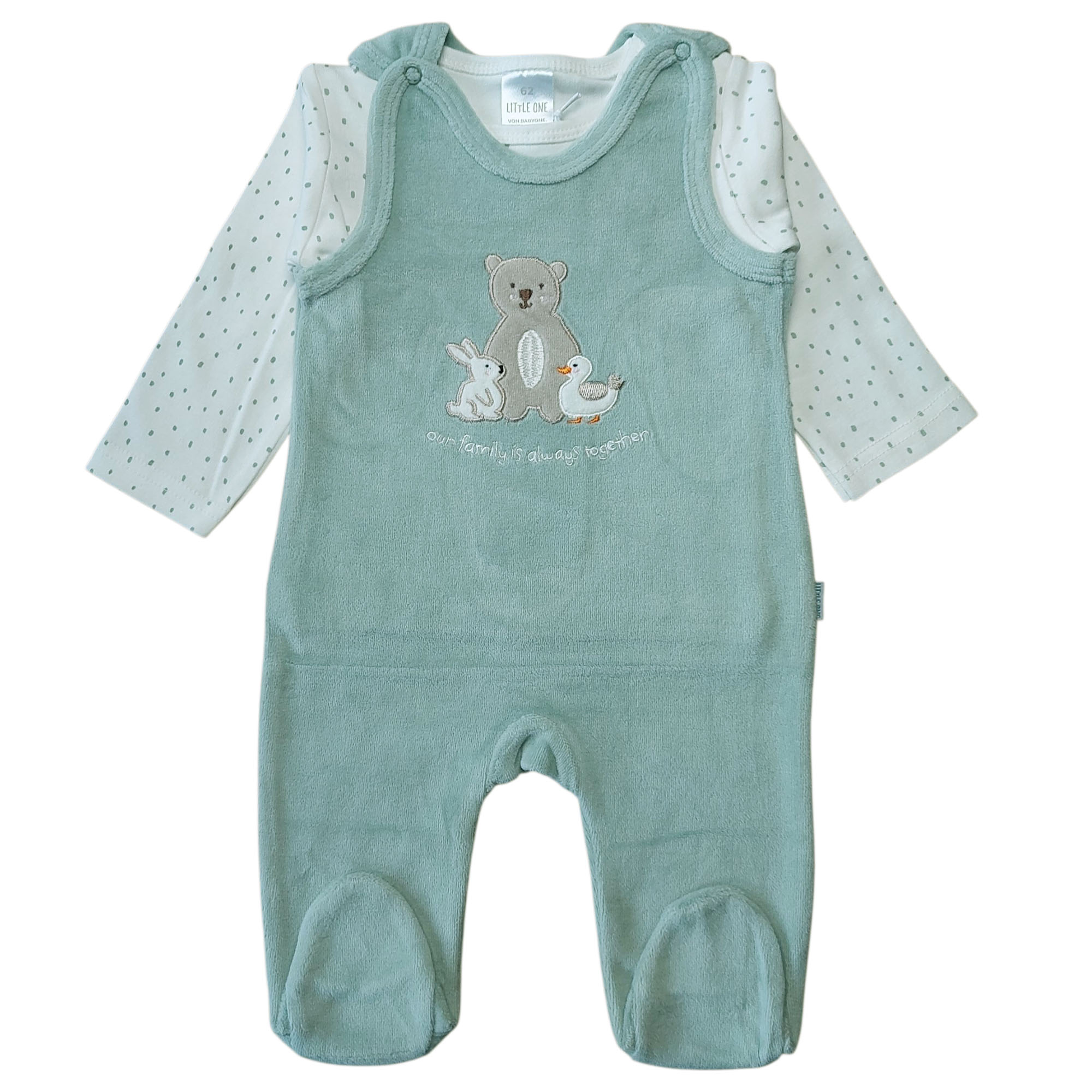 LITTLE ONE, LITTLE ONE, Grün – Besonderheit: Set bestehend aus Strampler und Langarmshirt