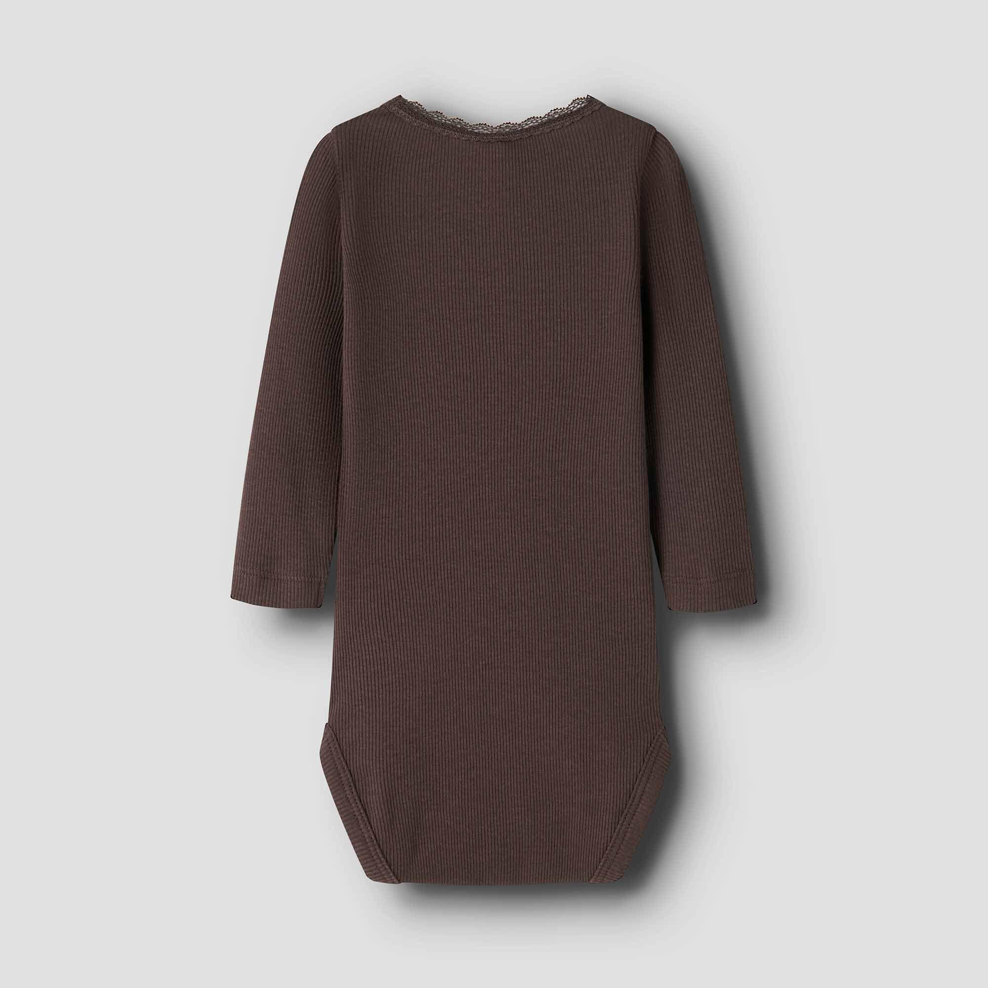 Langarmbodys, name it, Braun – Besonderheit: aus 57% Baumwolle (davon mindestens 50% aus Bio-Baumwolle), 38% Modal TENCEL™, 5% Elasthan